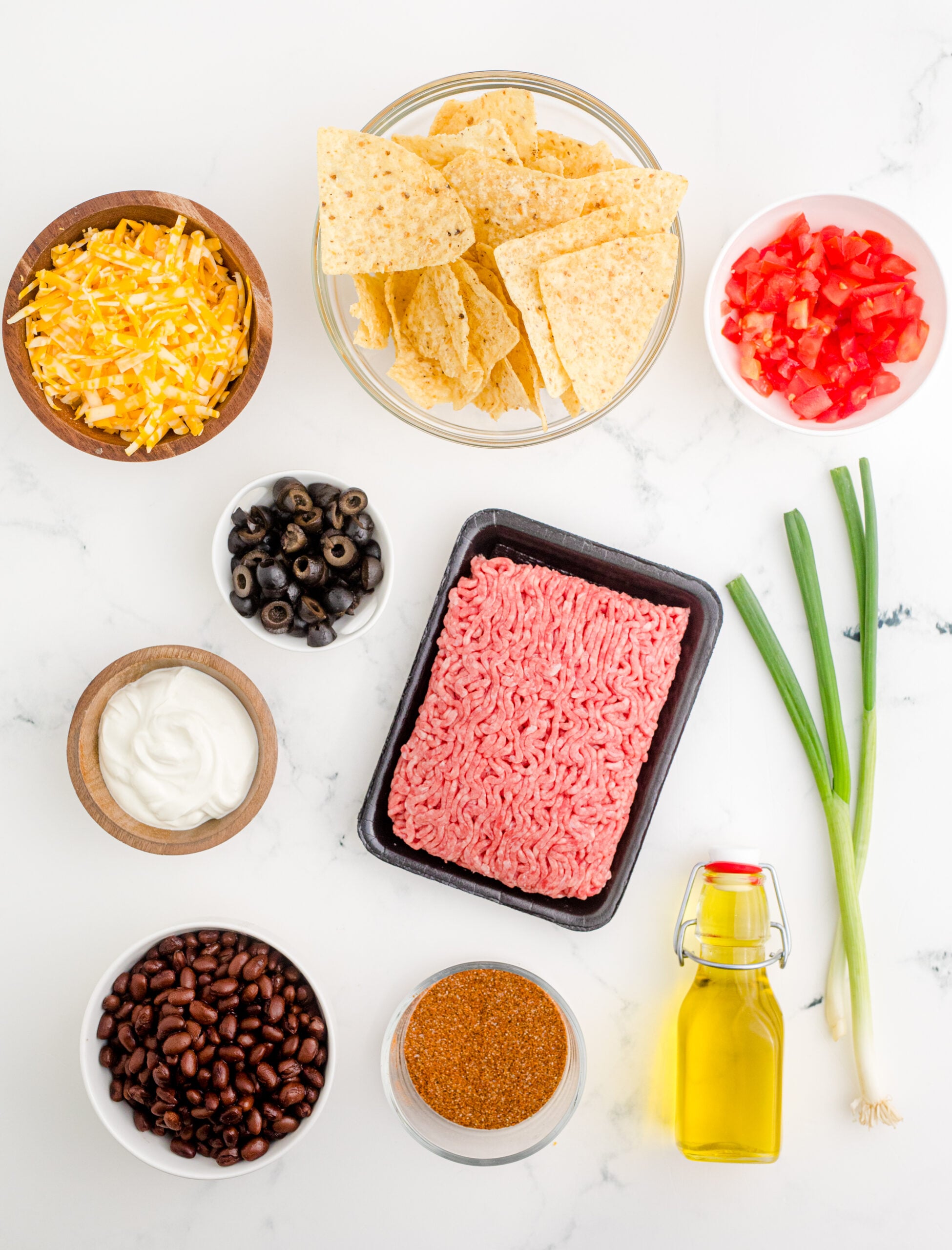 Overhead view of the ingredients needed to complete this recipe.
