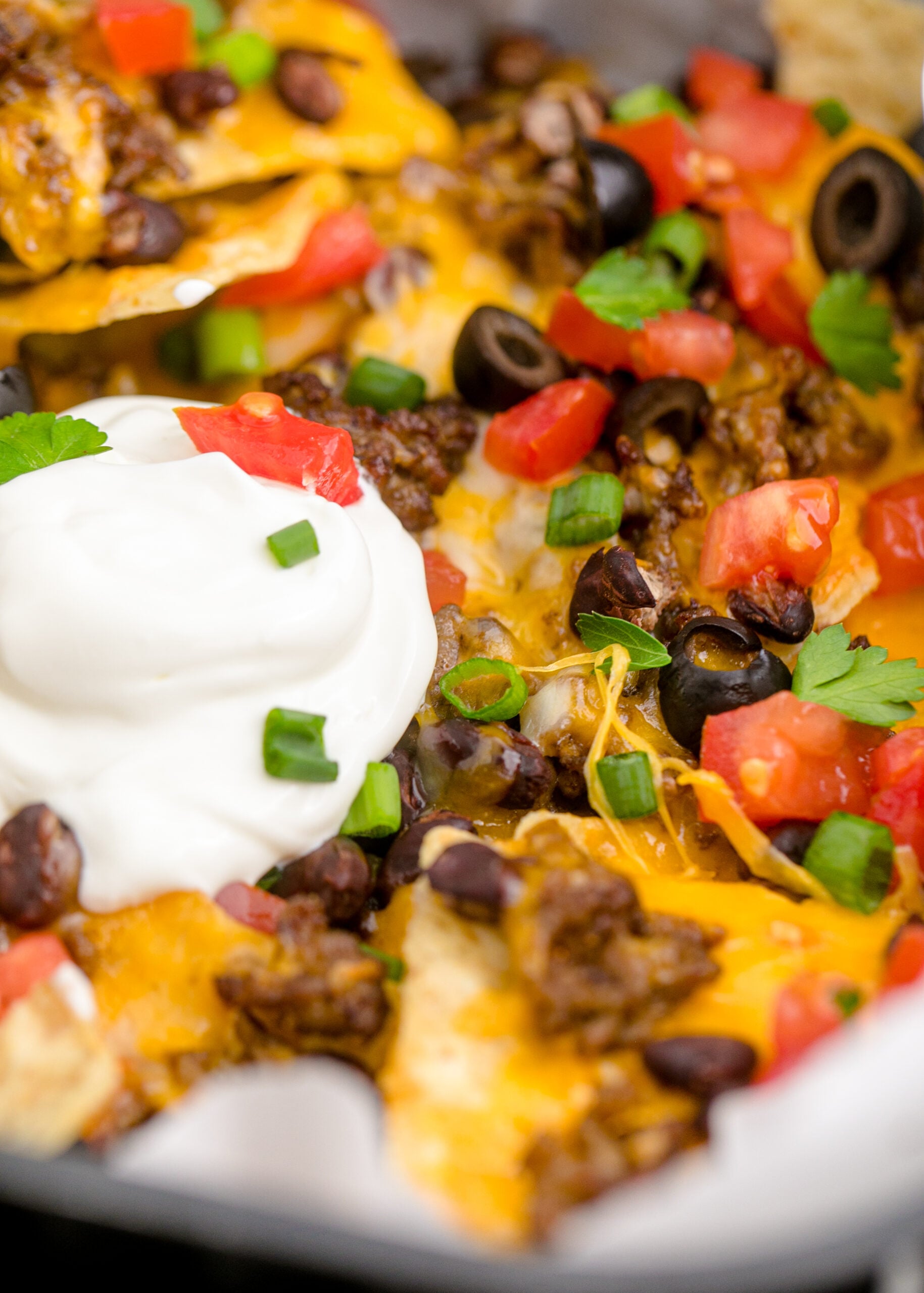 Up close view of Air Fryer Nachos.
