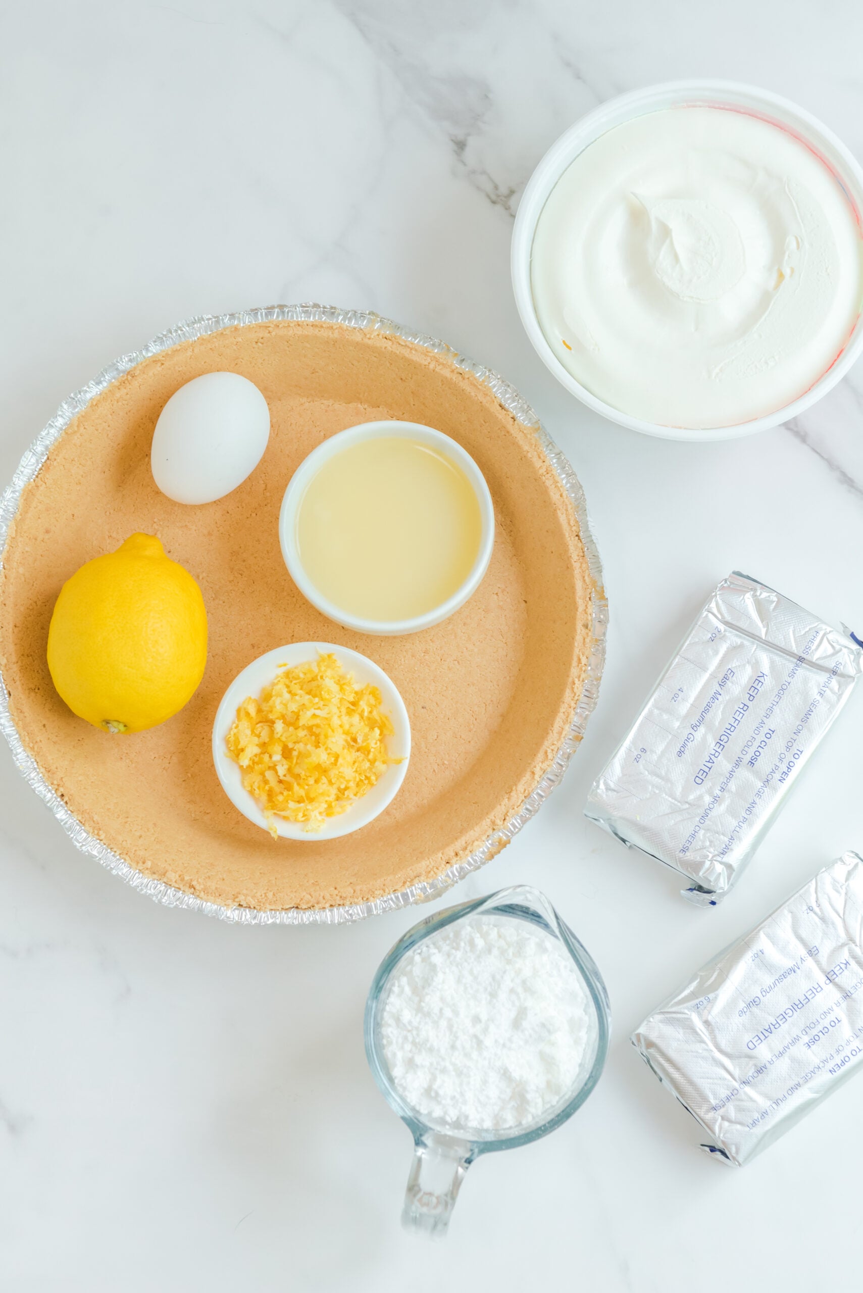 Overhead view of the ingredients needed to complete this recipe.