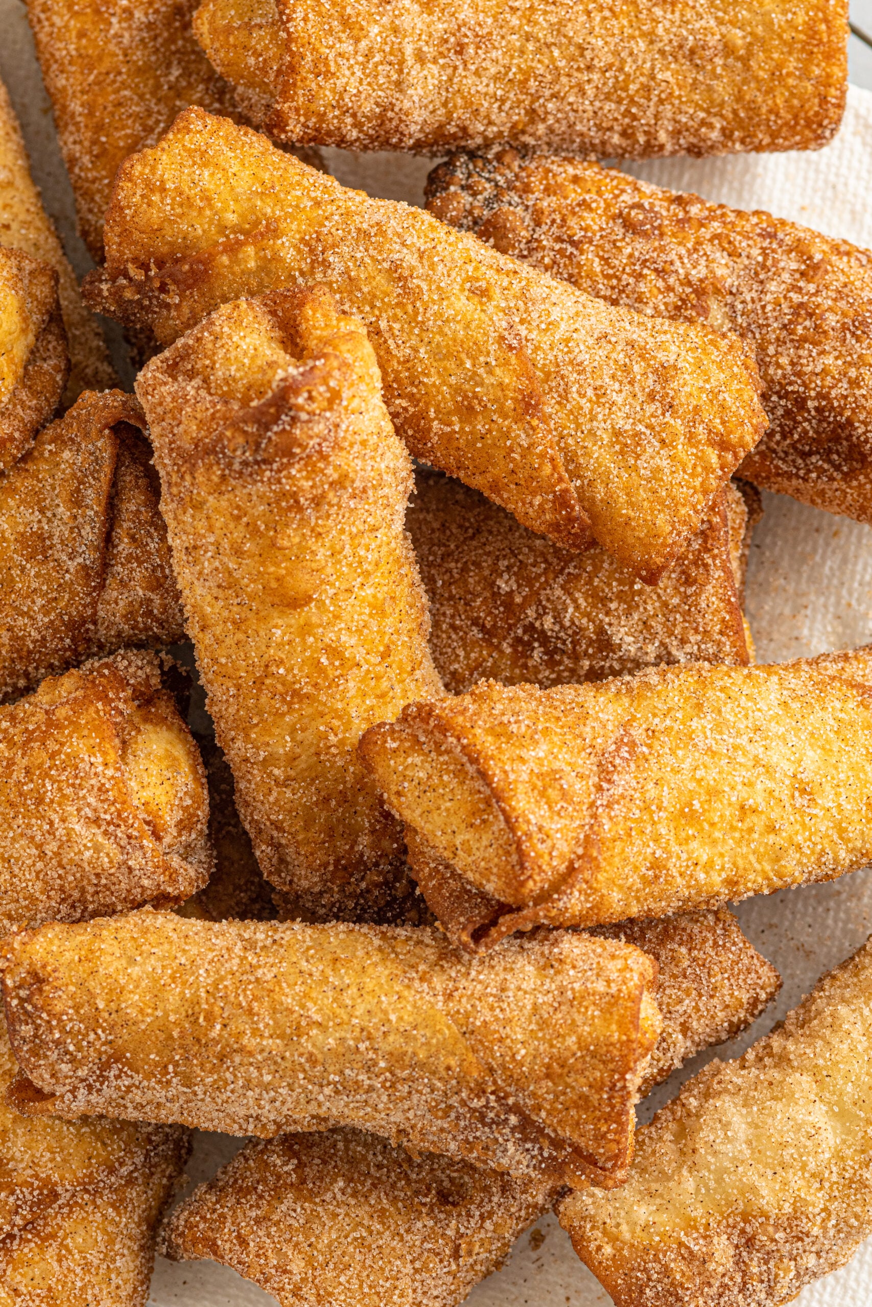 Overhead view of Cheesecake Egg Rolls.