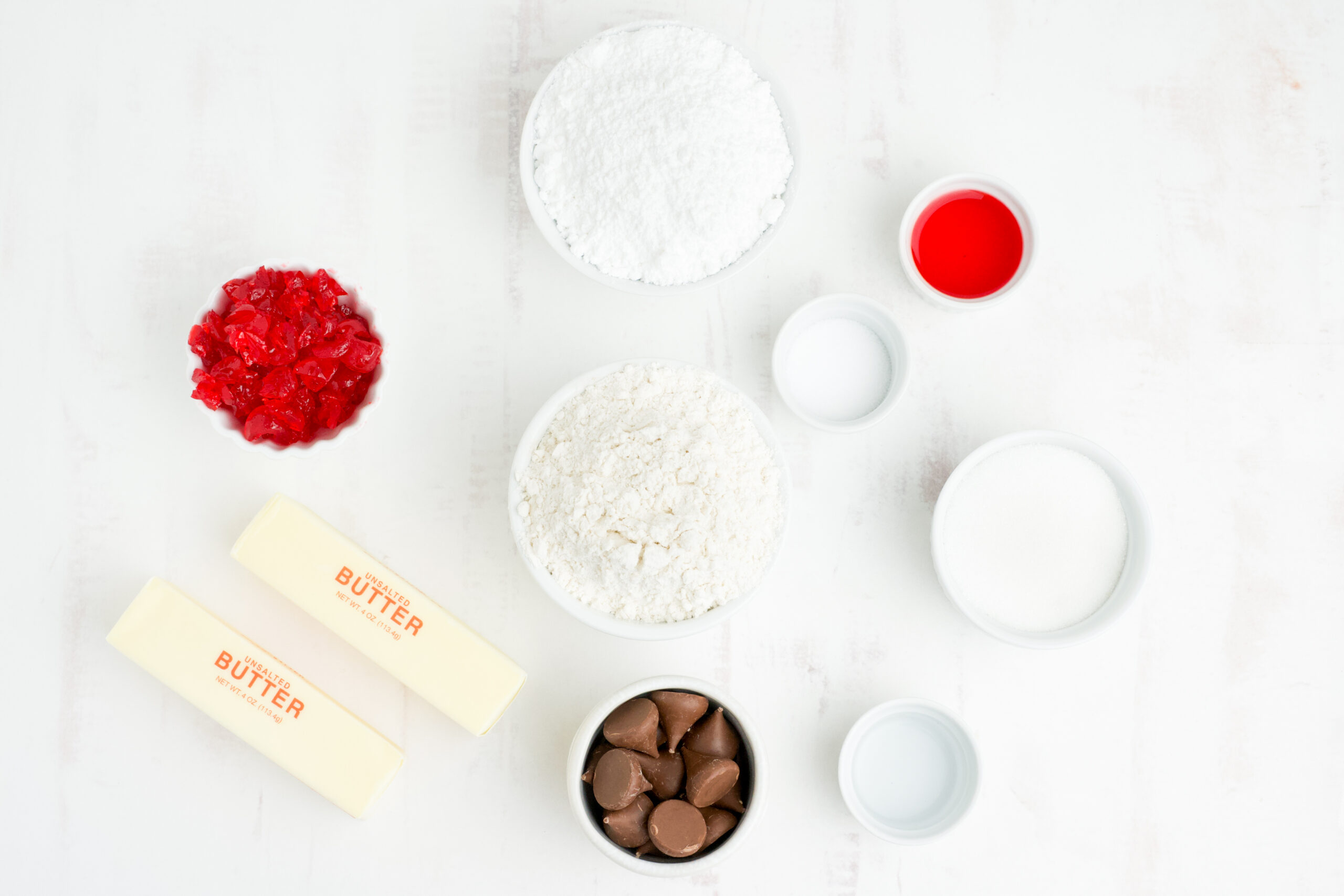 Overhead view of the ingredients needed to complete this recipe.