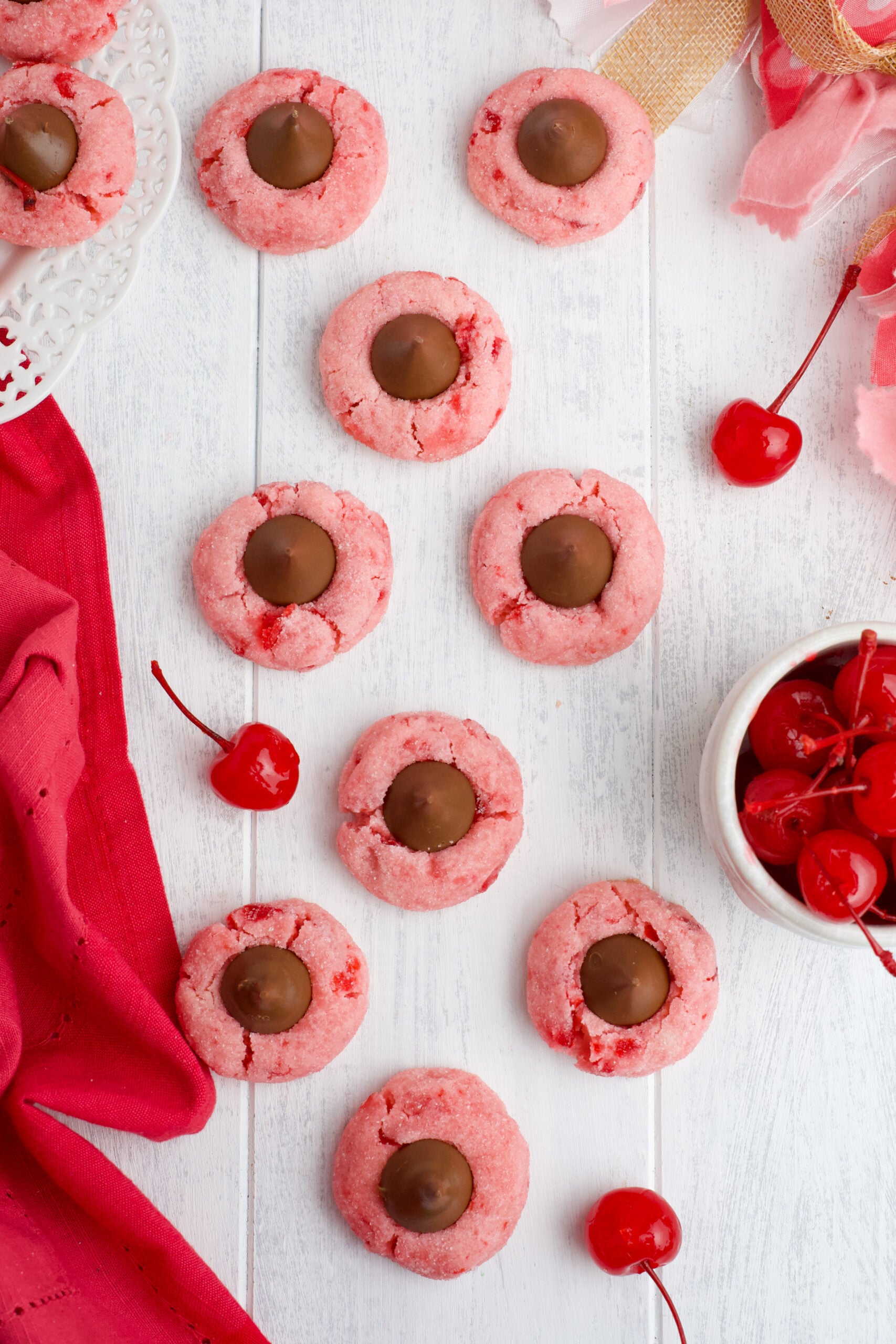 Overhead view of Cherry Blossom Cookies.