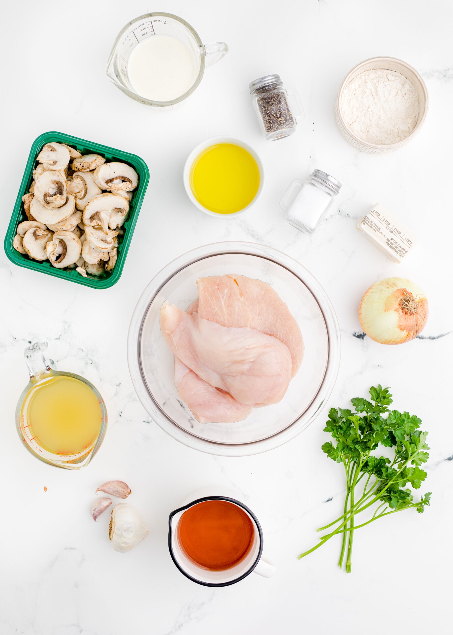 Overhead view of the ingredients needed to complete this recipe.