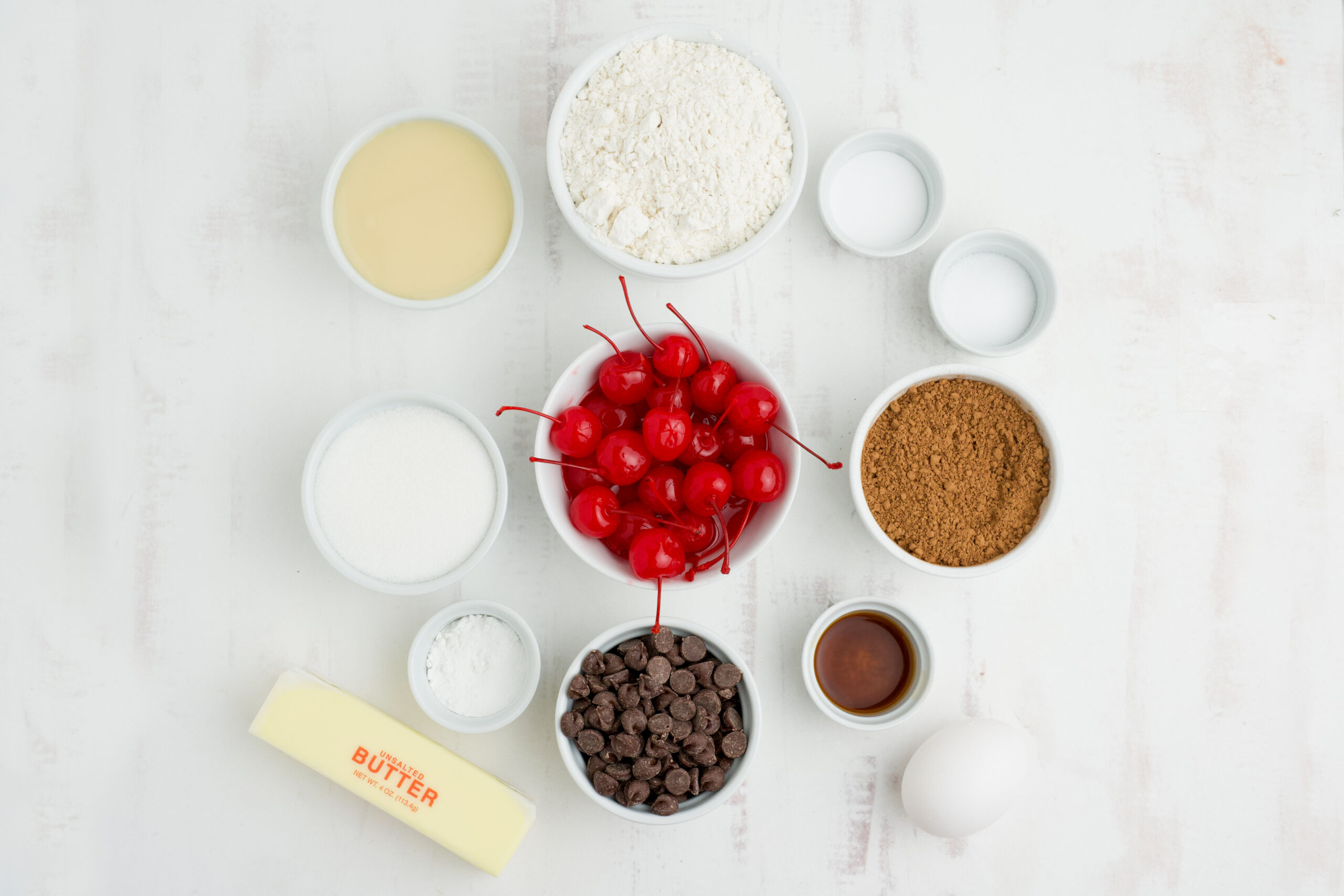 Overhead view of all ingredients needed for this recipe. 