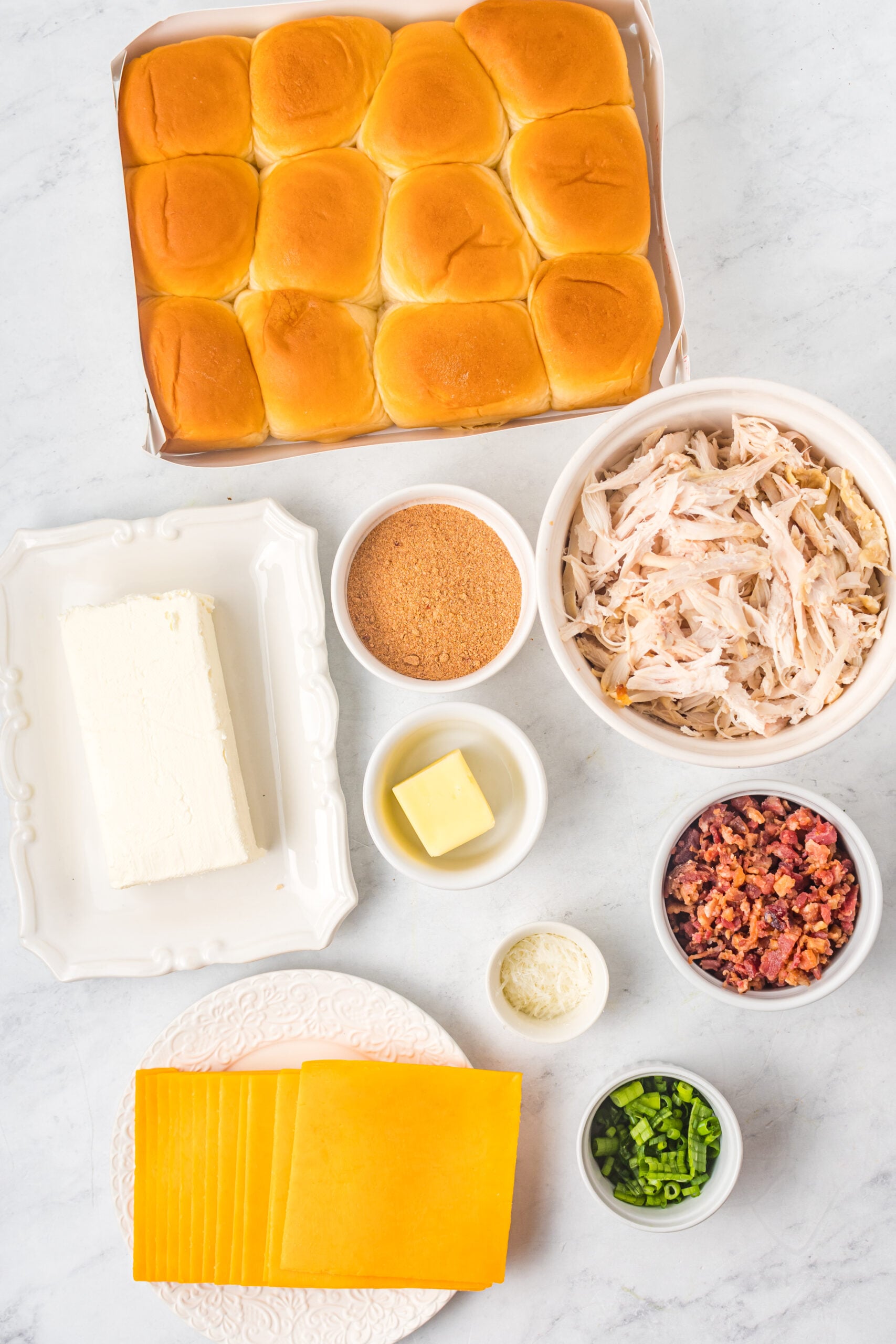 Overhead view of the ingredients needed to complete this recipe.