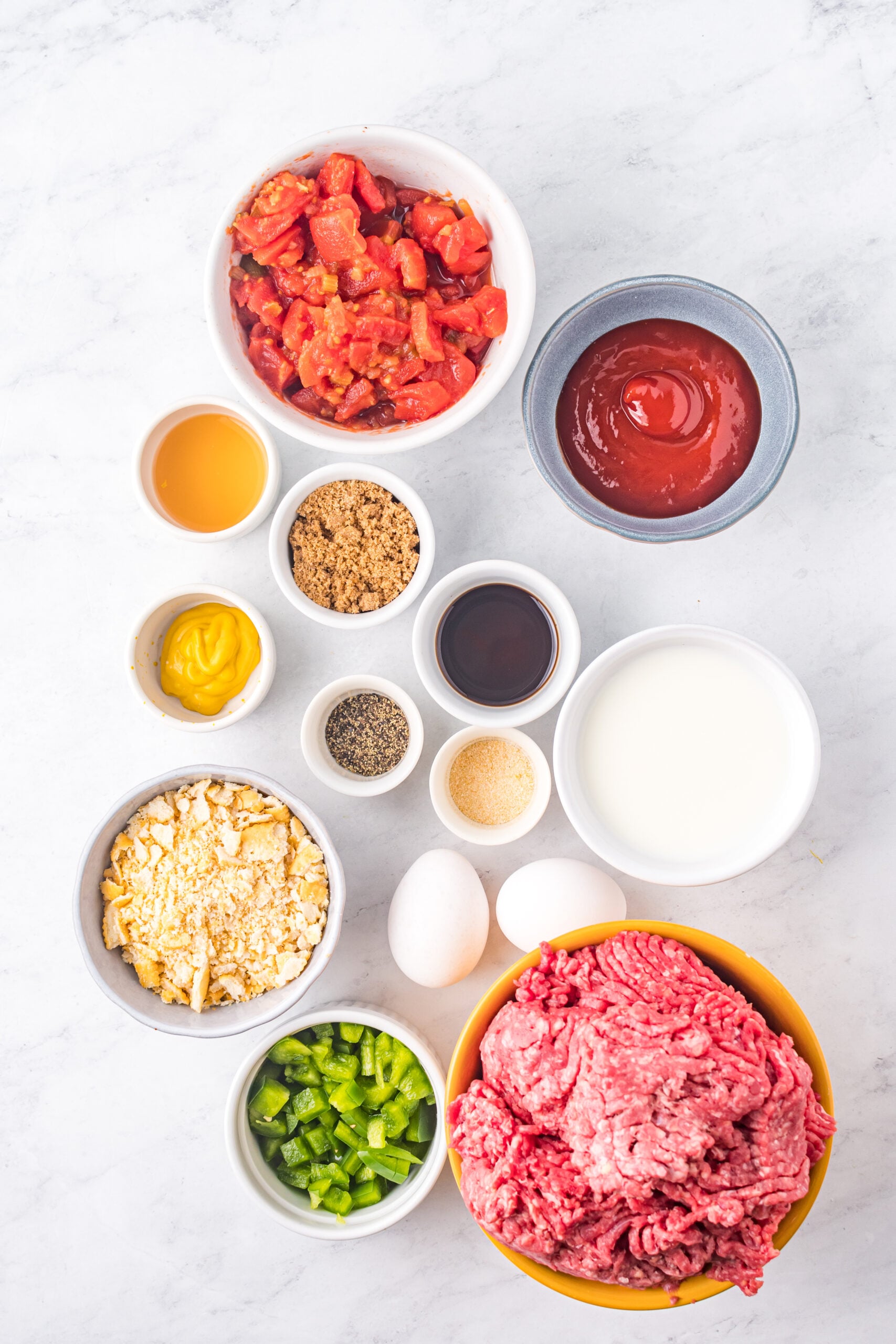 Overhead view of the ingredients needed to complete this recipe.