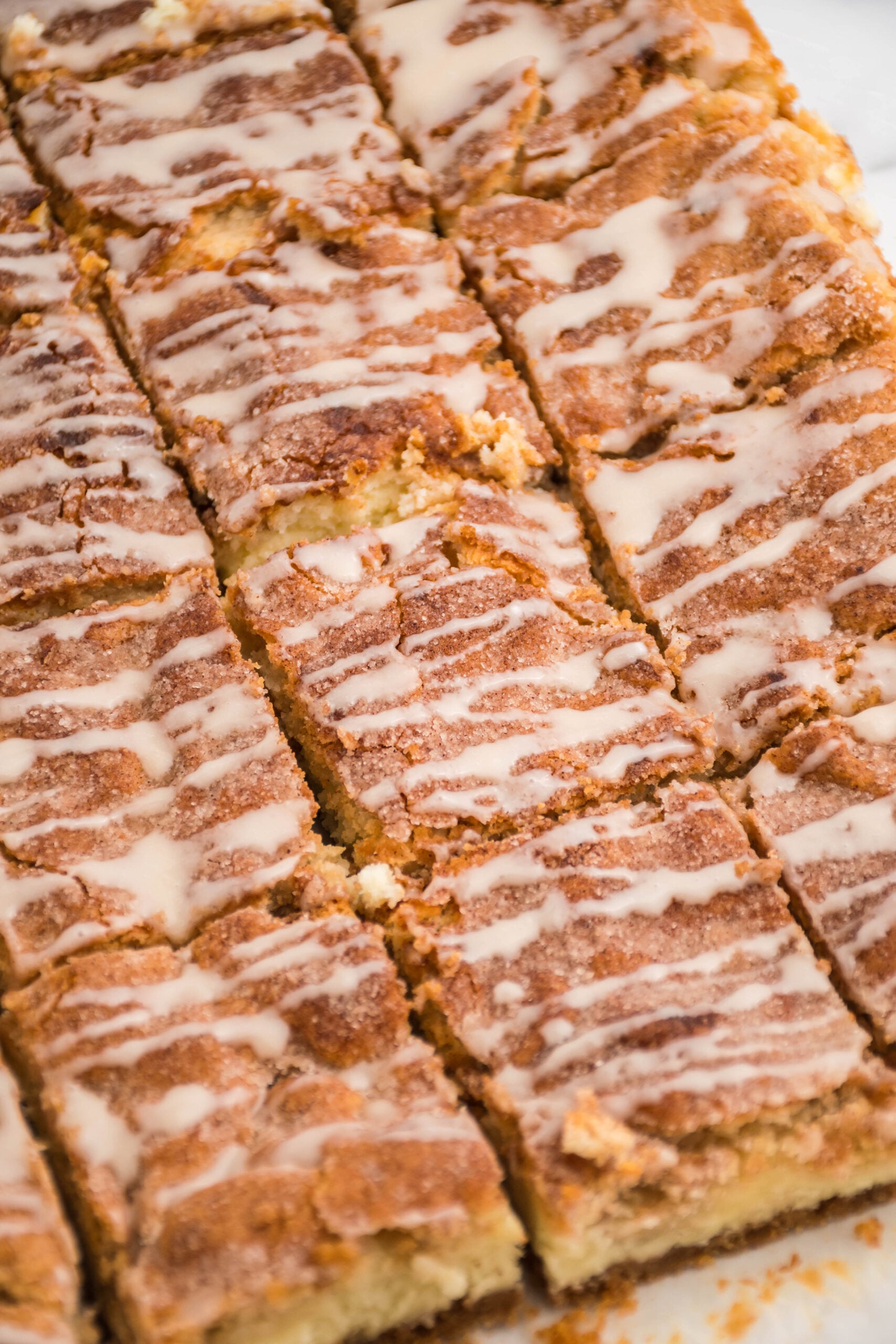 Overhead view of Snickerdoodle Cheesecake Bars.