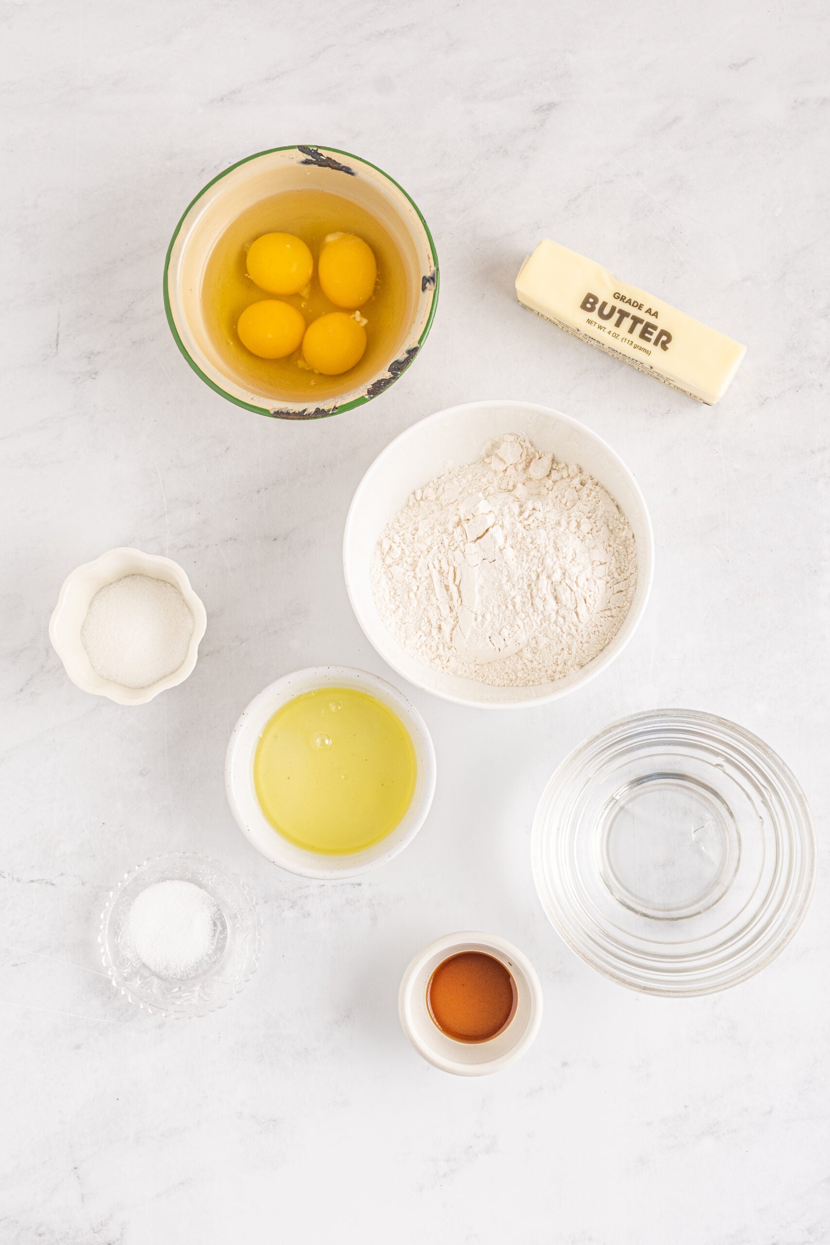 Overhead view of the ingredients needed to complete this recipe. 