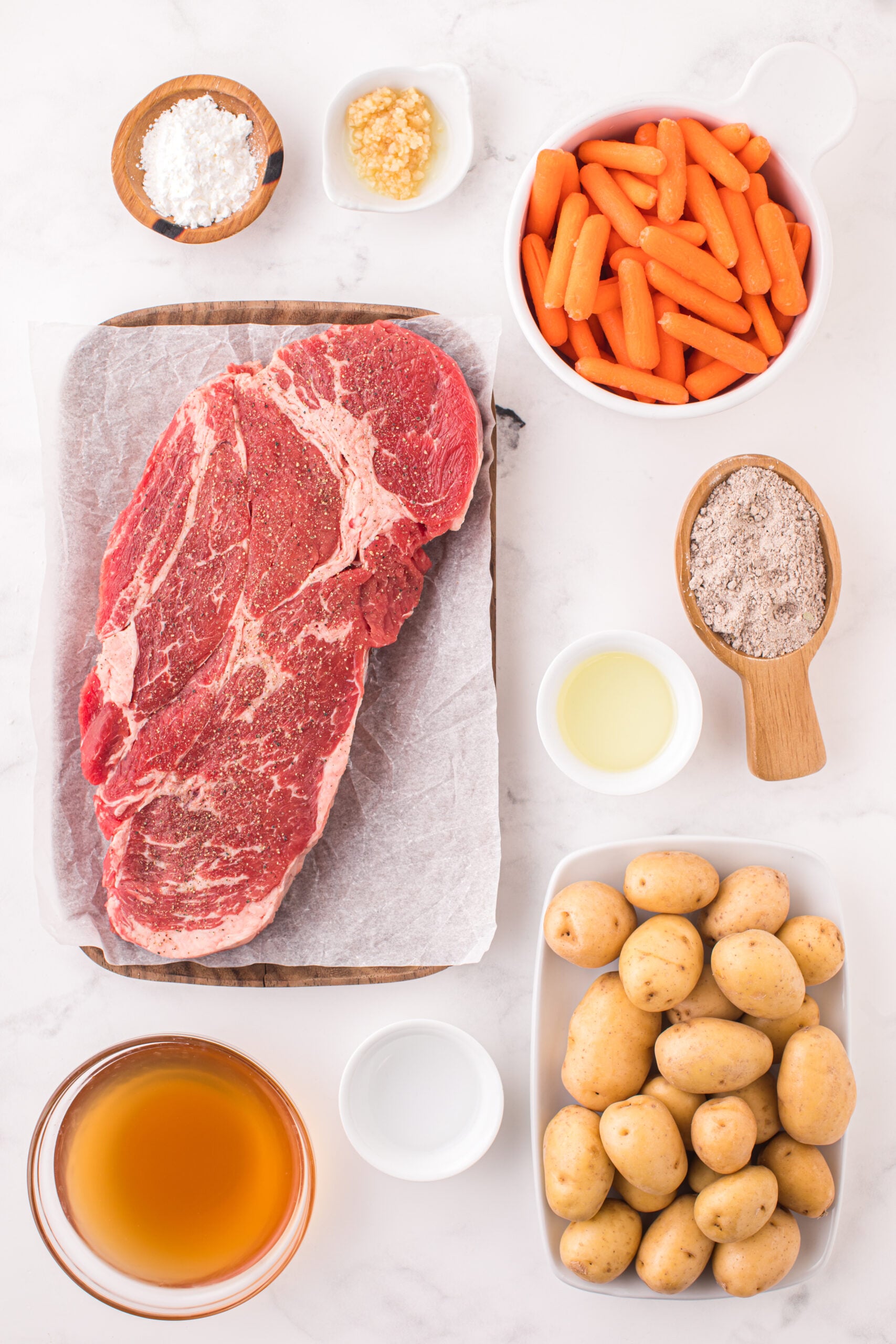 Overhead view of all ingredients needed for this recipe.