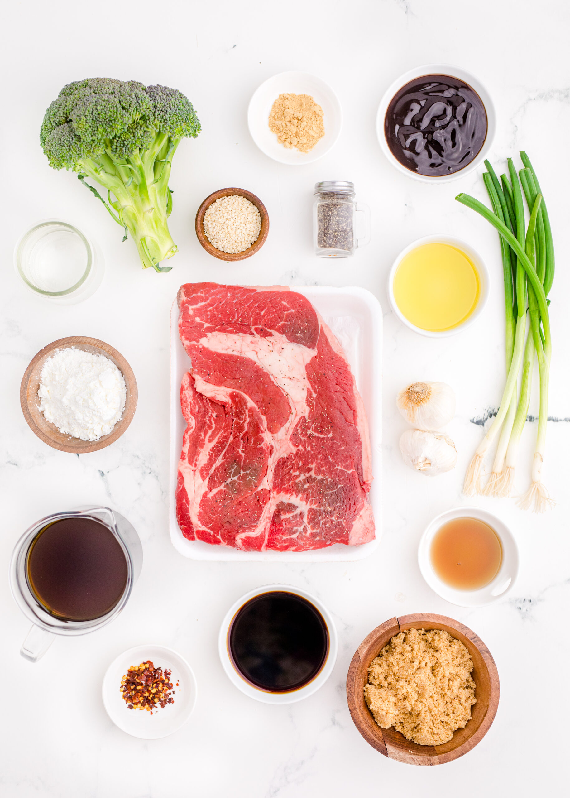 Overhead view of the ingredients needed to complete this recipe.
