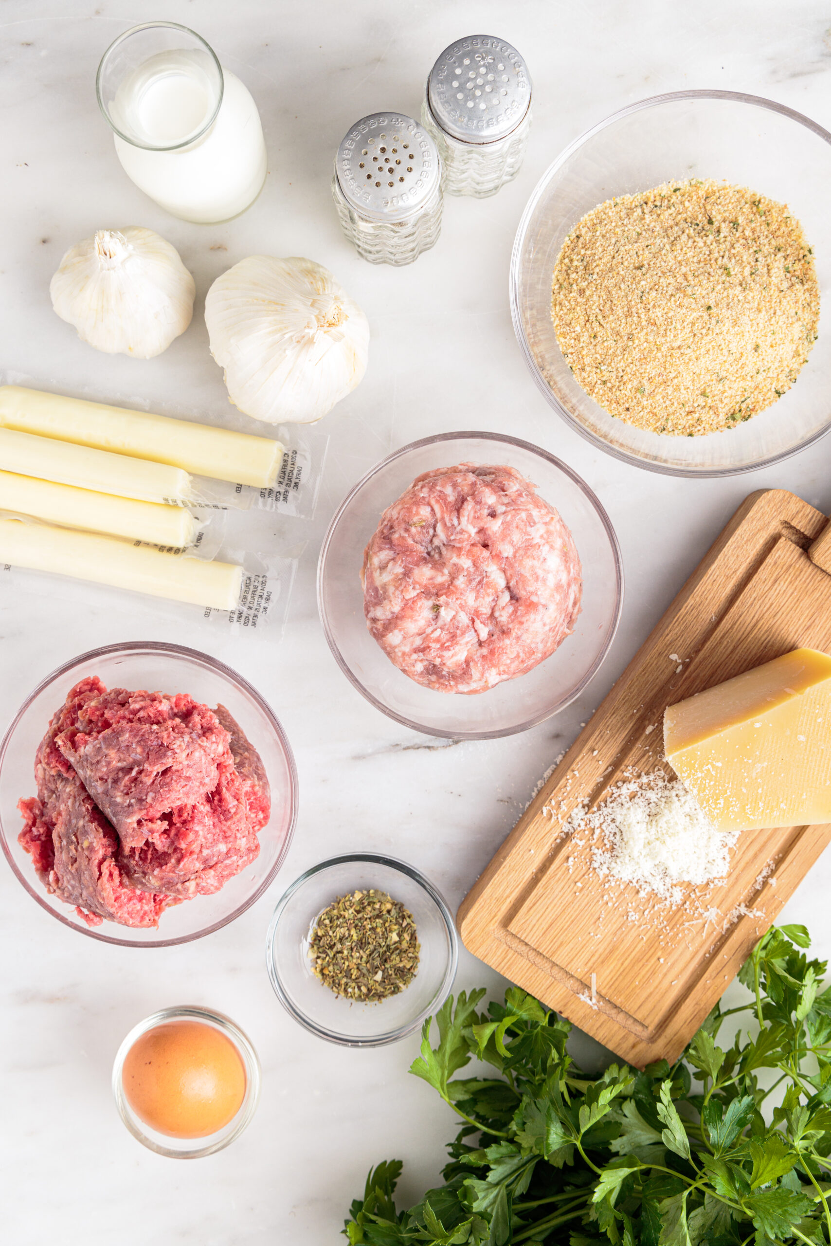Overhead view of the ingredients needed to complete this recipe.