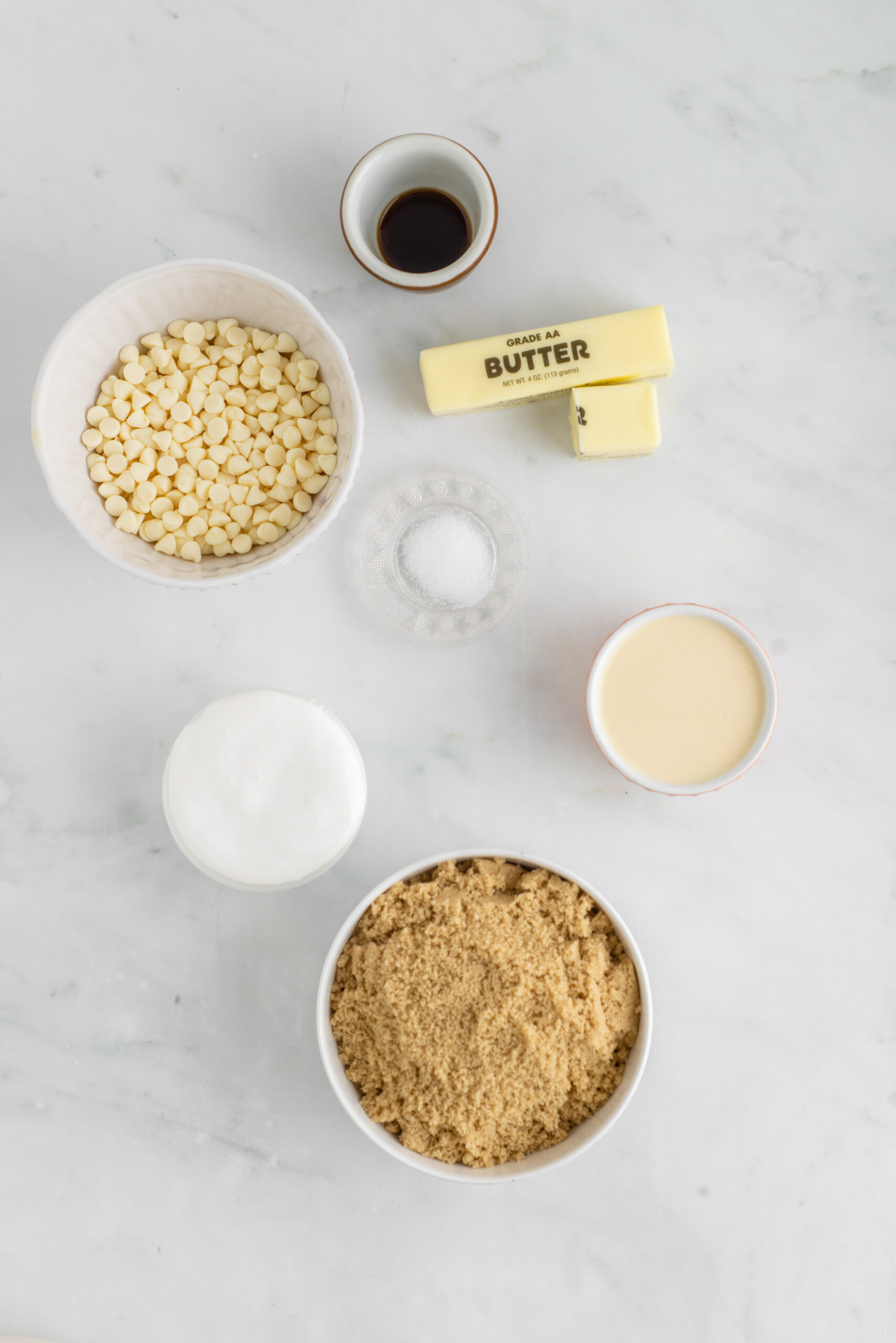 Overhead view of ingredients needed to complete this recipe.