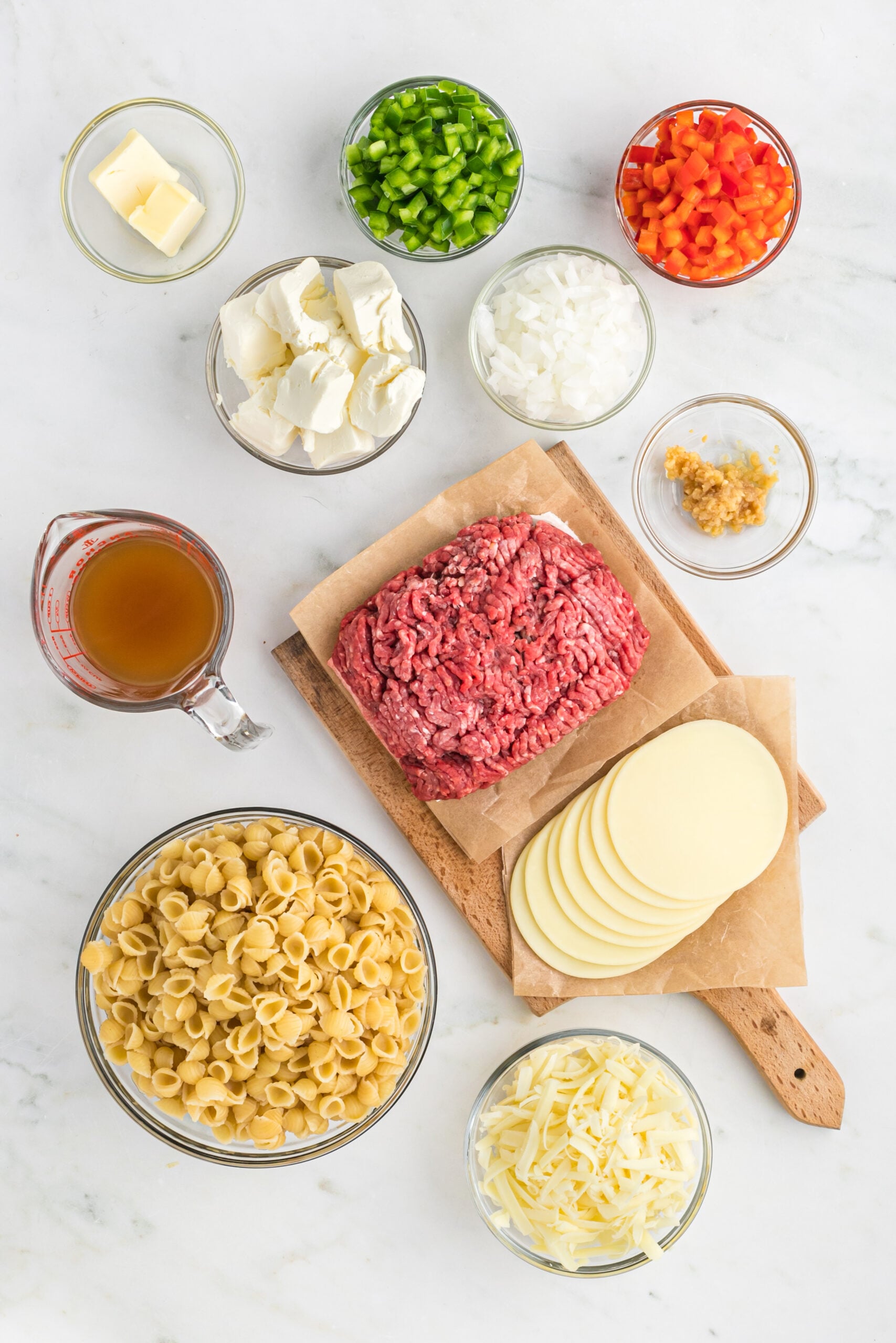 Overhead view of the ingredients needed to complete this recipe.
