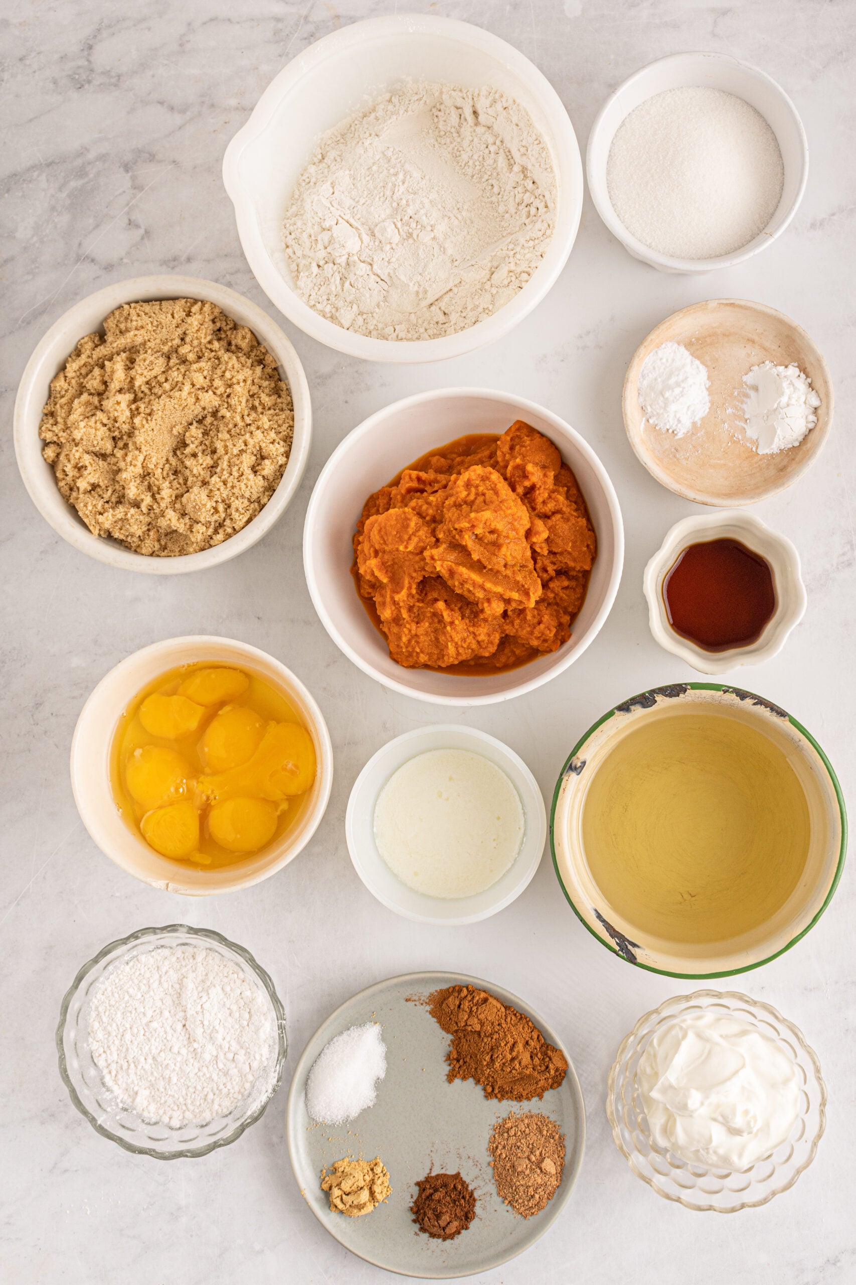 Overhead view of the ingredients needed to complete this recipe.