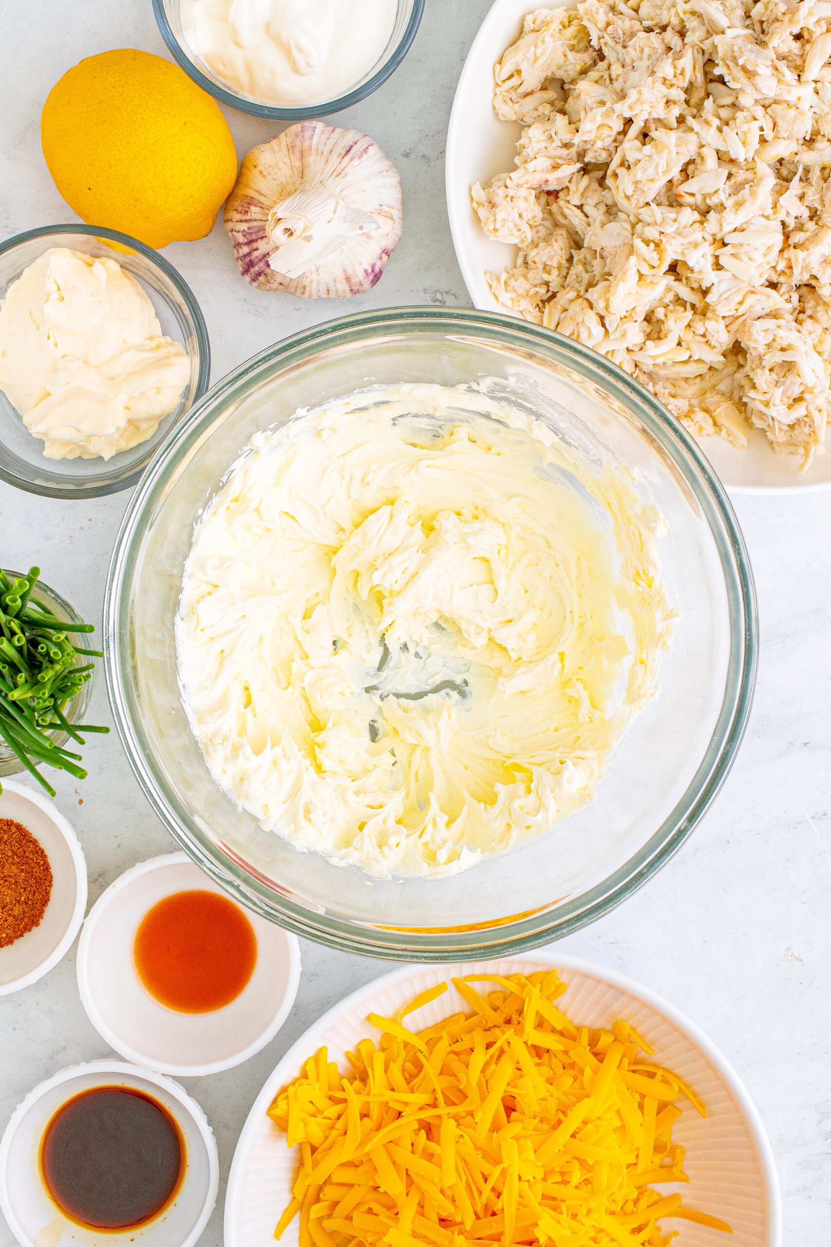 Overhead view of the ingredients needed to complete this recipe.