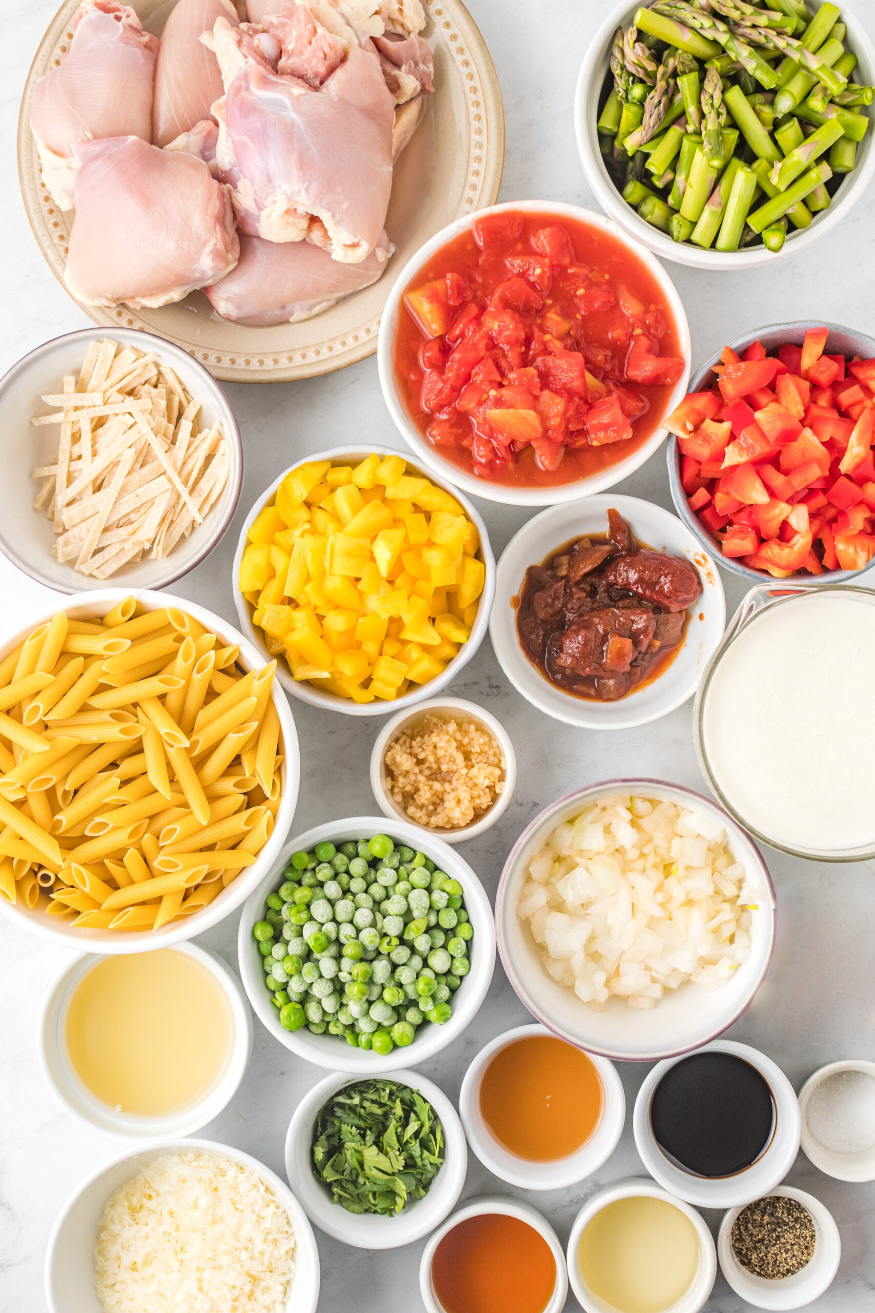 Overhead view of the ingredients needed to complete this recipe.