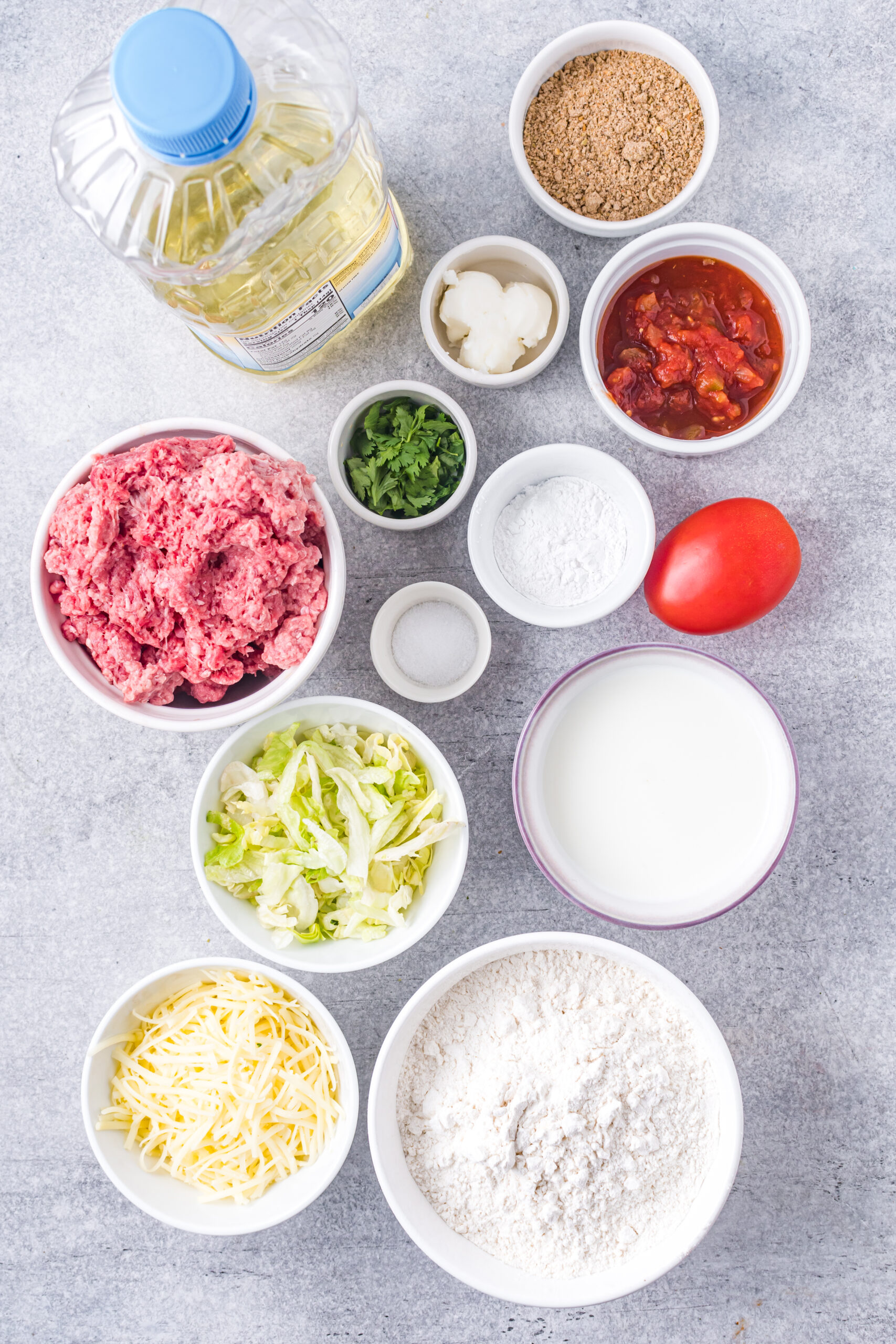 Overhead view of the ingredients needed to complete this recipe.