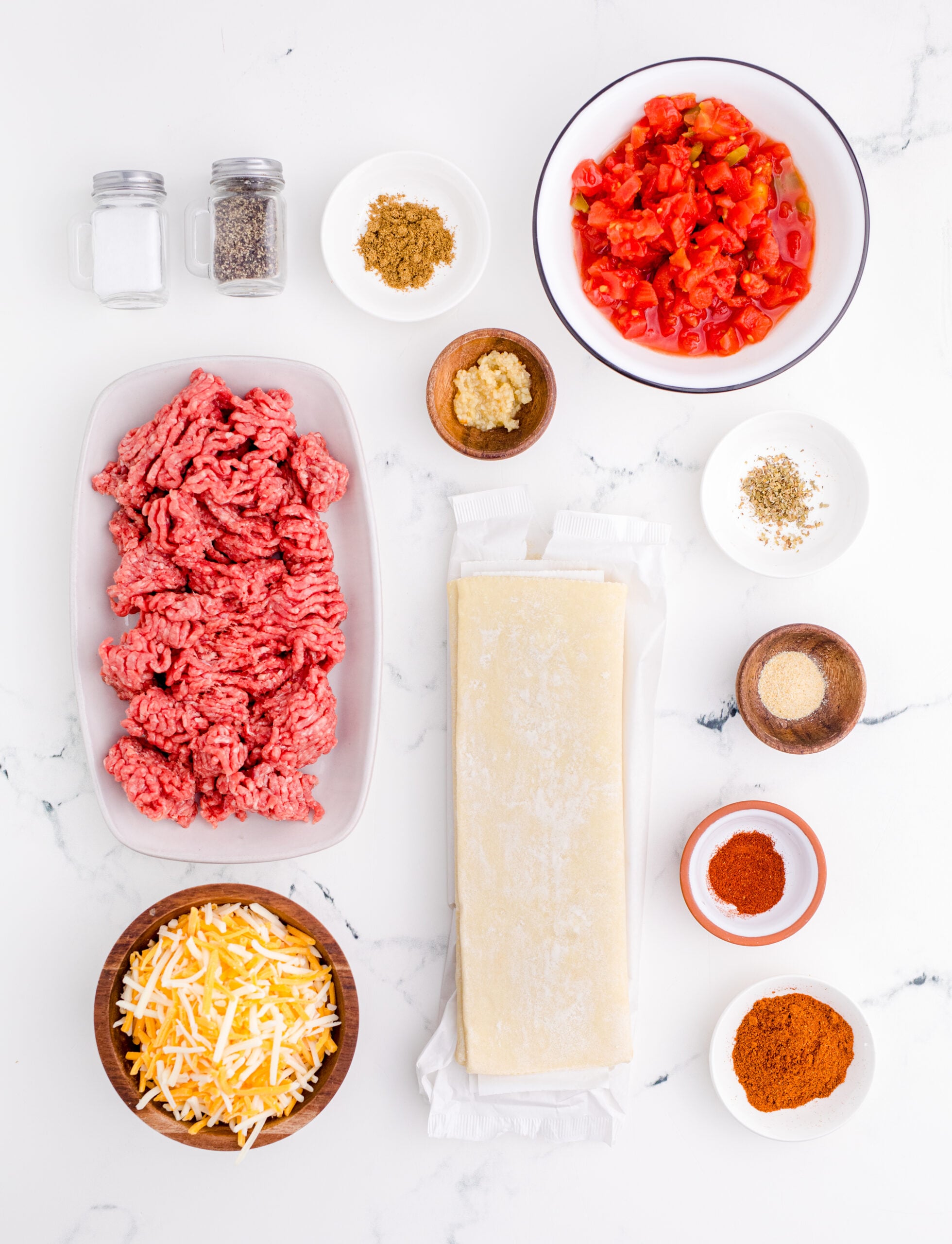 Overhead view of the ingredients needed to make this recipe.