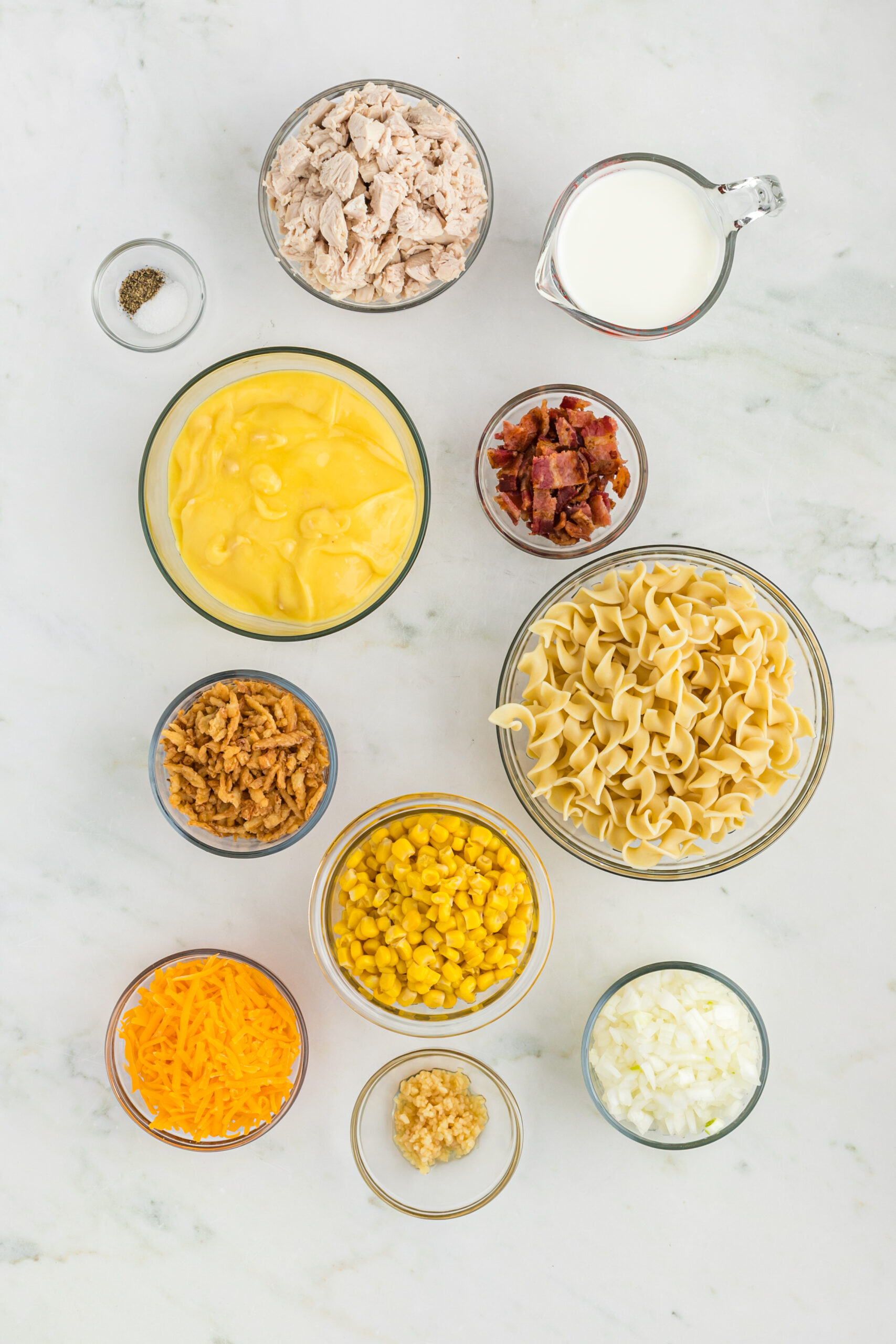 Overhead view of the ingredients needed to complete this recipe.
