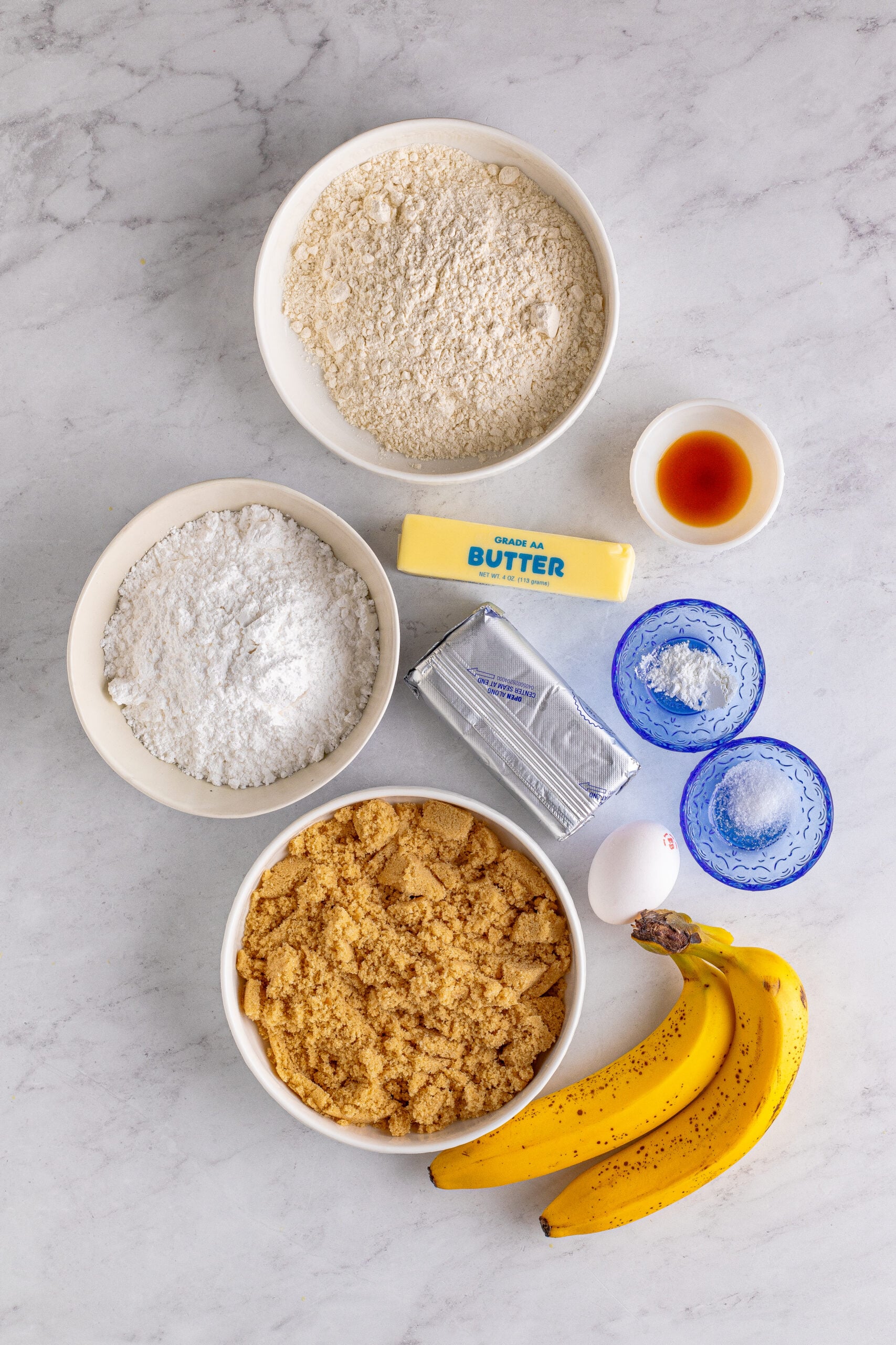 Overhead view of the ingredients needed to complete this recipe.