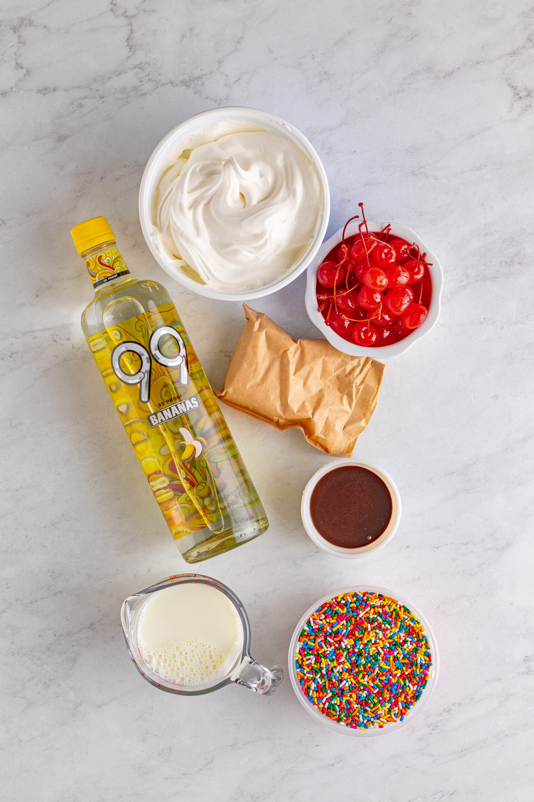 Overhead view of the ingredients needed to complete this recipe.