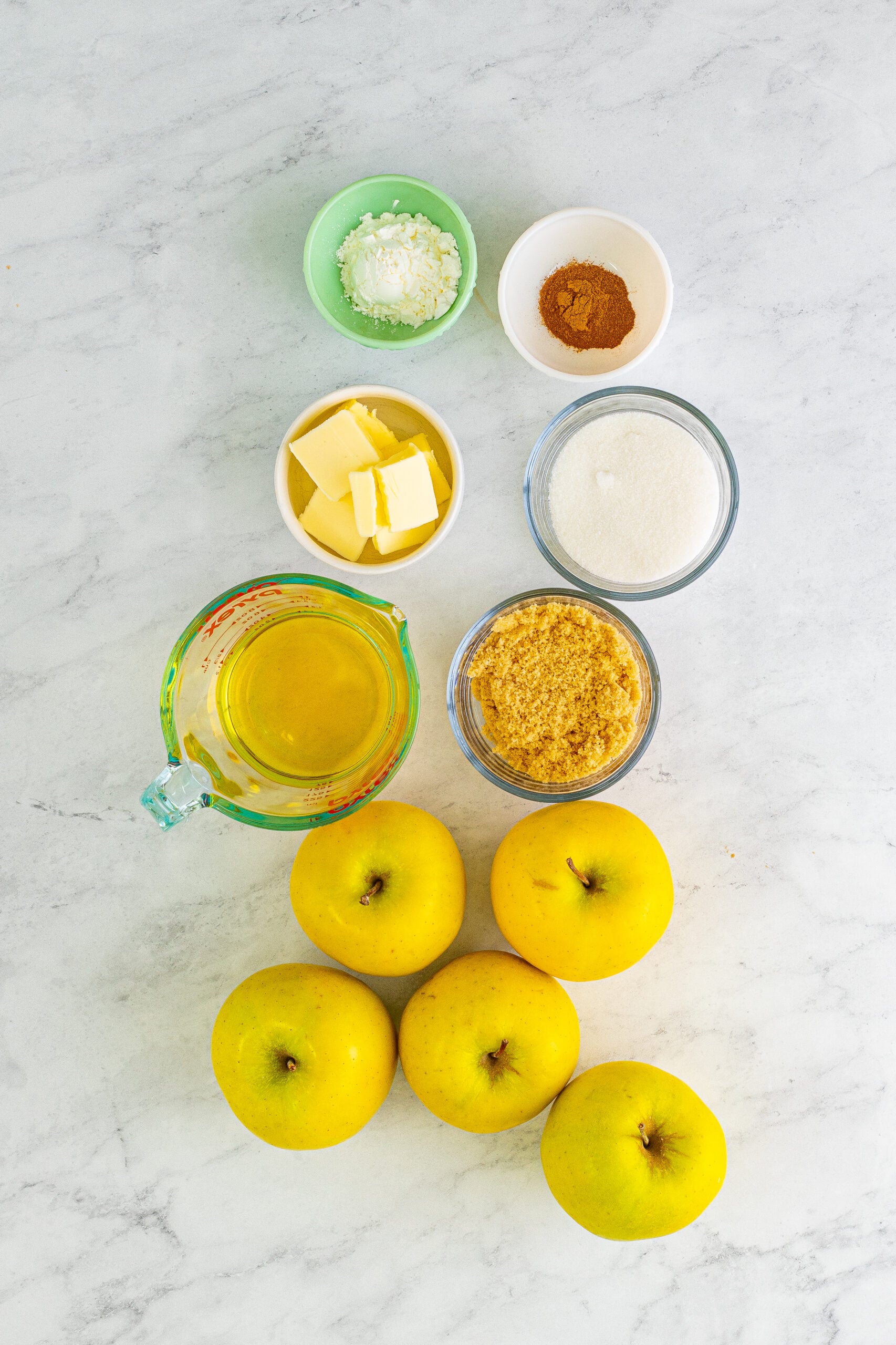 Overhead view of the ingredients needed to complete this recipe.