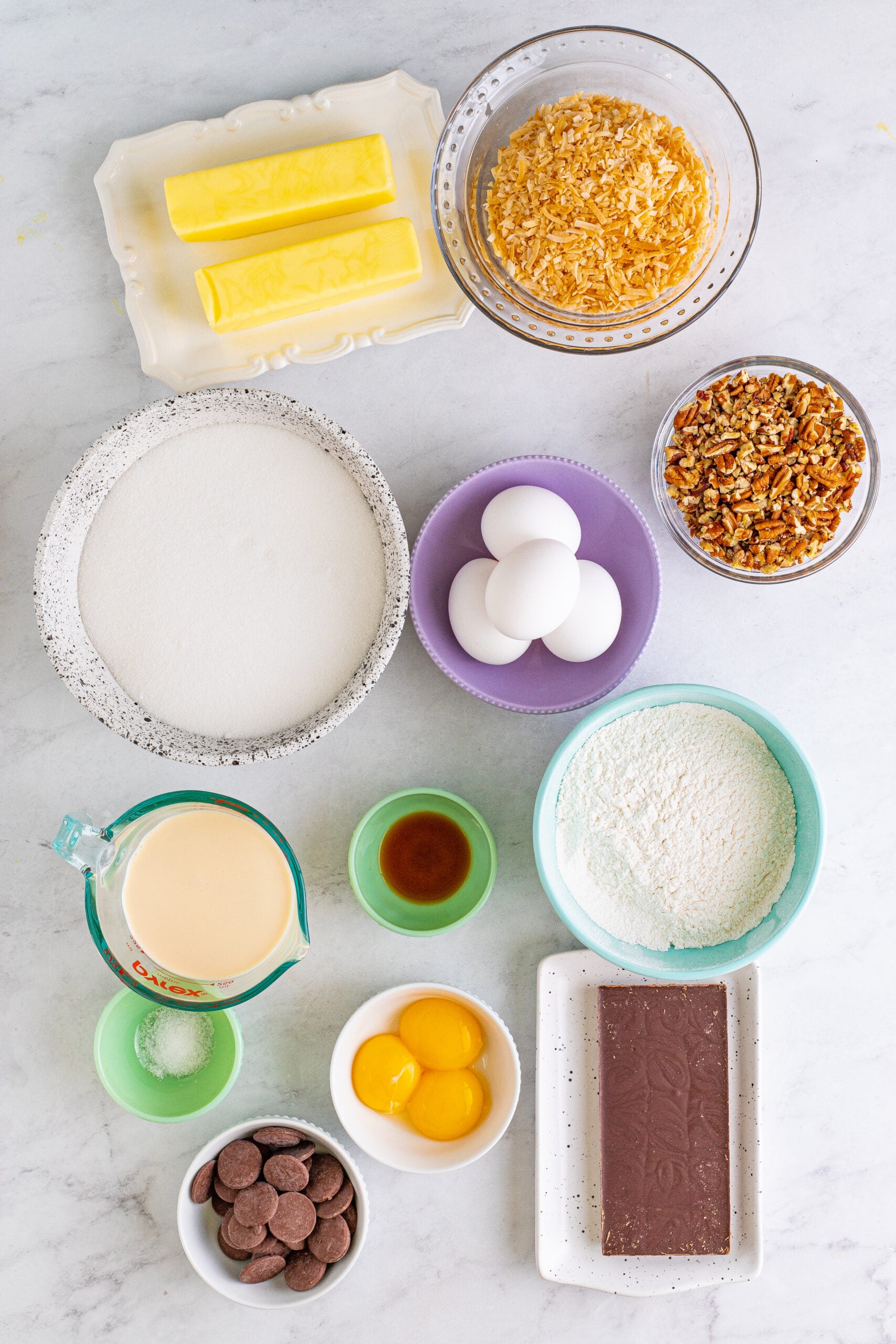 Overhead view of the ingredients needed to complete this recipe. 