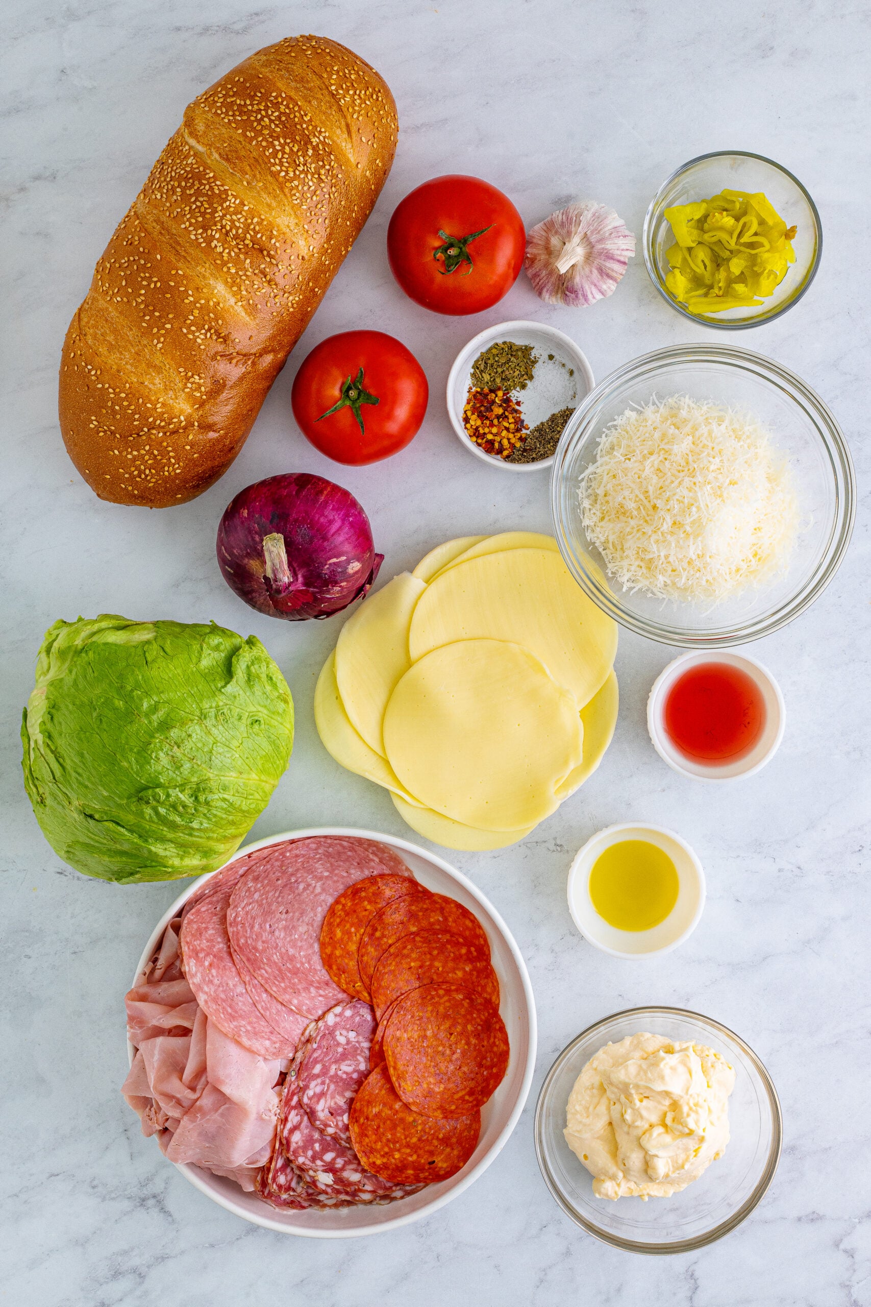 Overhead view of the ingredients needed to complete this recipe.
