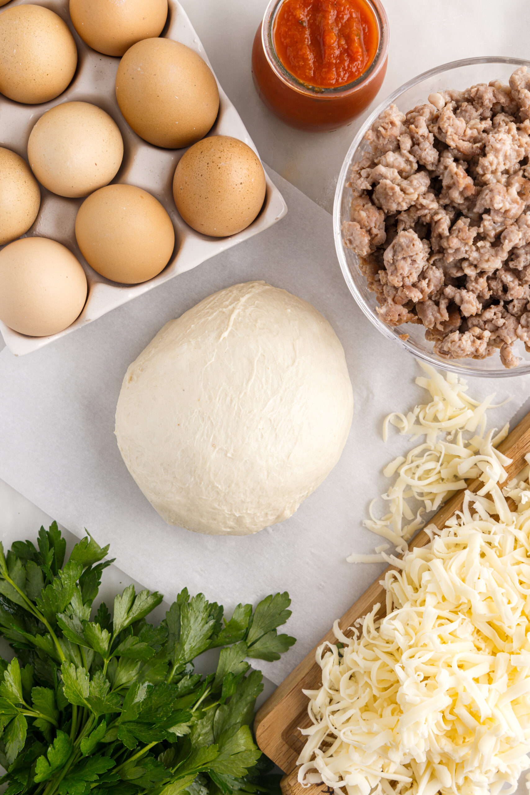Overhead view of the ingredients needed to complete this recipe.