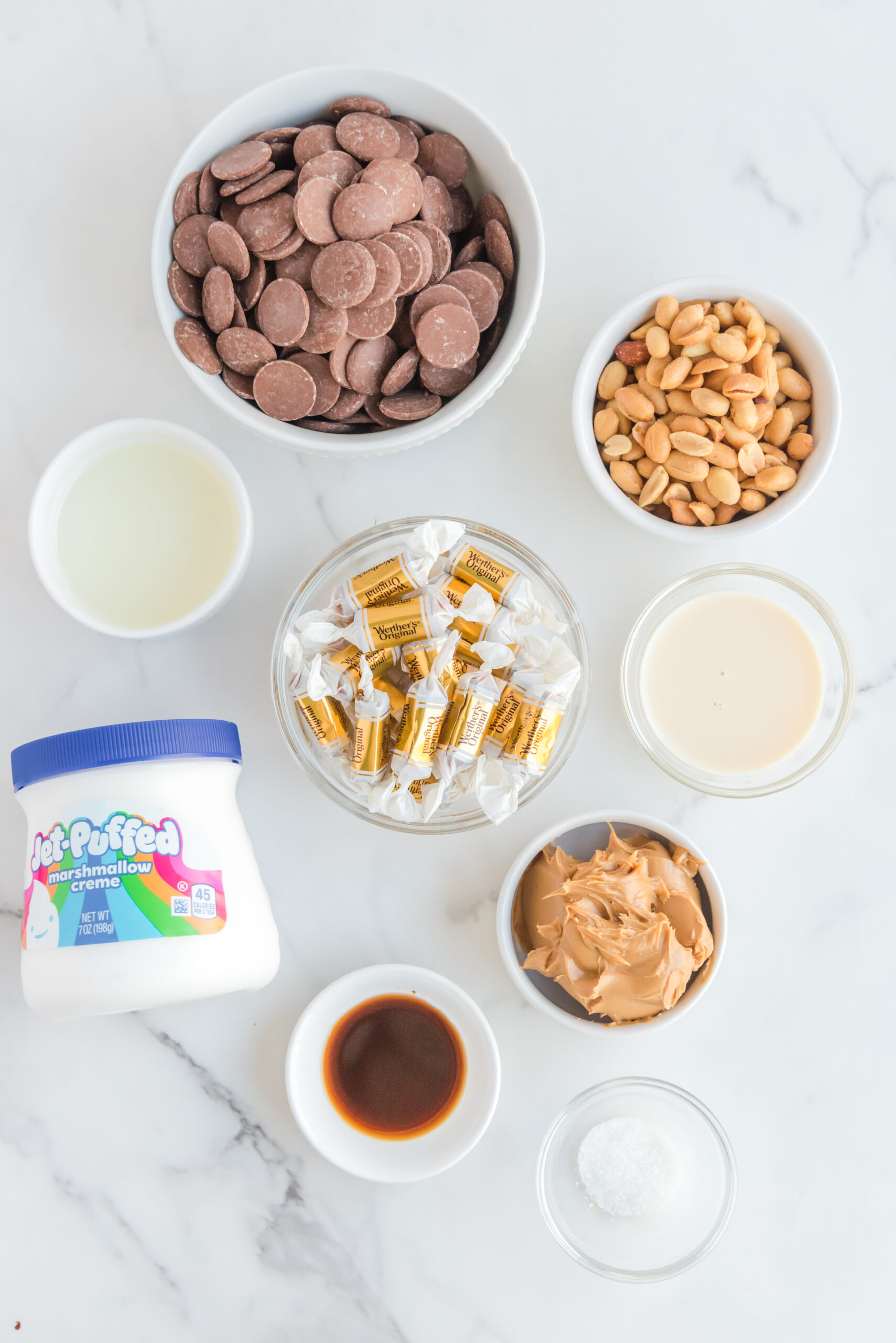 Overhead view of the ingredients needed to complete this recipe.