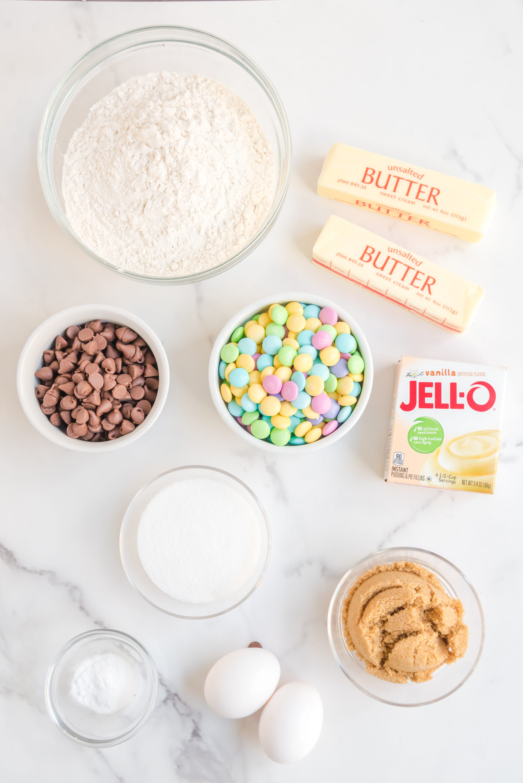 Overhead view of the ingredients needed to complete this recipe.