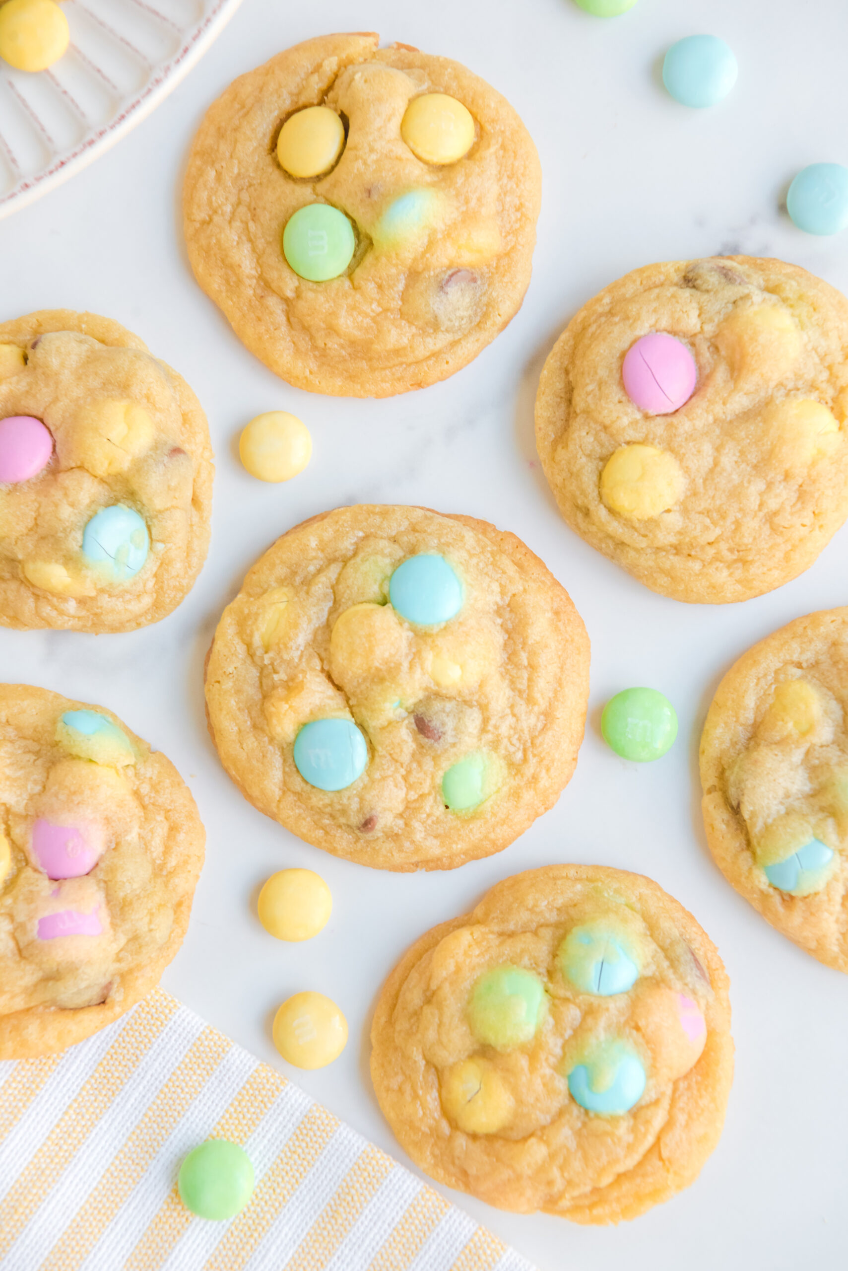 Overhead view of Easter Pudding Cookies.