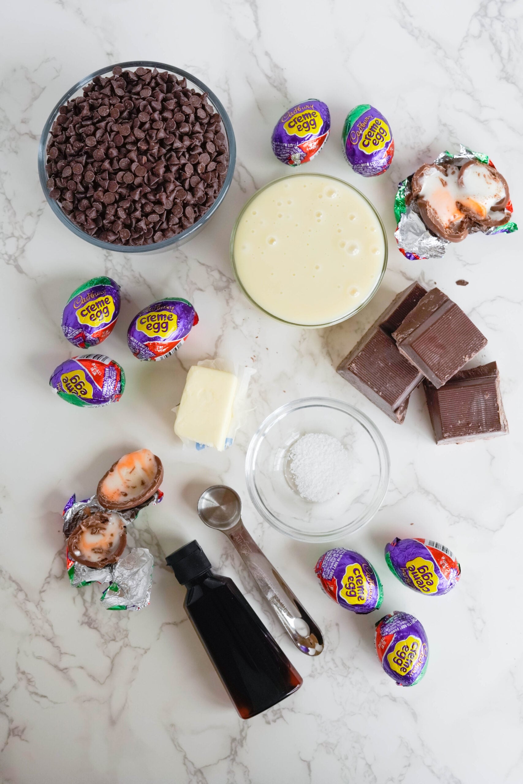 Overhead view of the ingredients needed to complete this recipe.