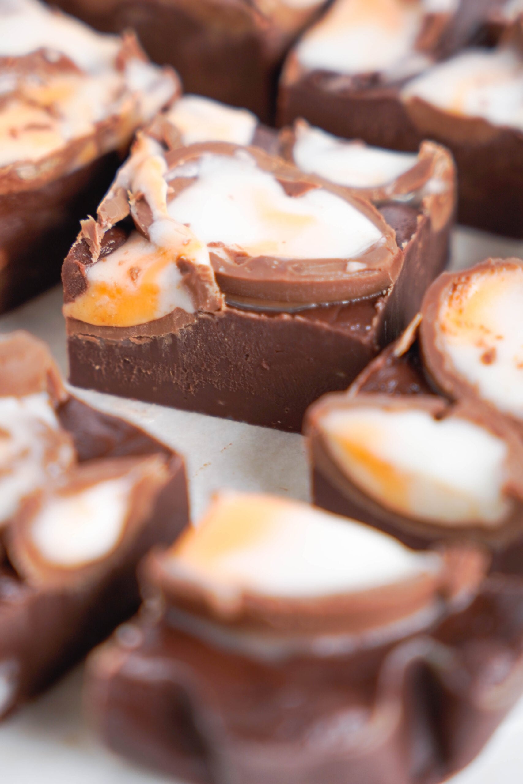 Front view of Cadbury Cream Fudge.