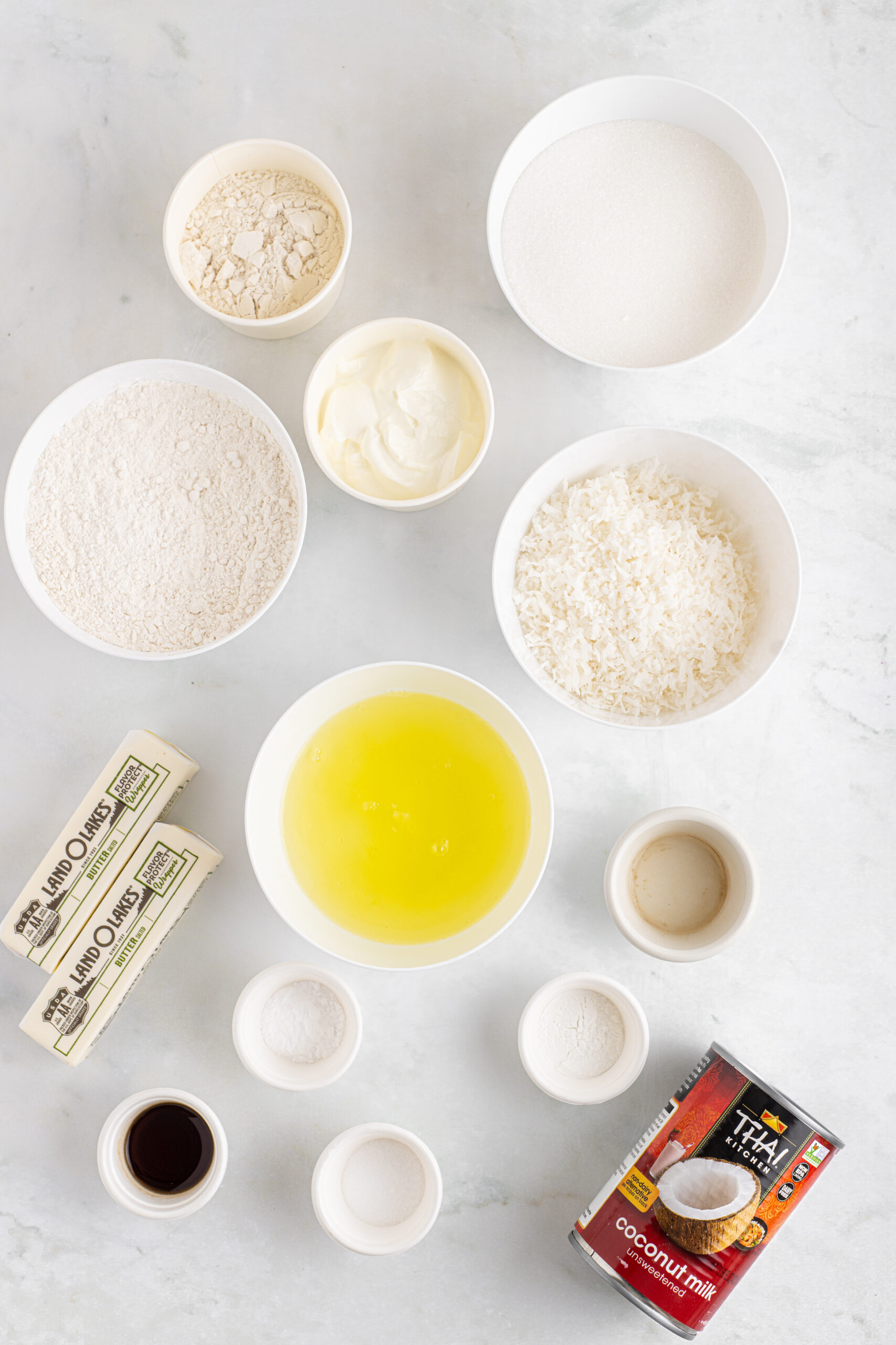 Overhead view of the ingredients needed to complete this recipe.
