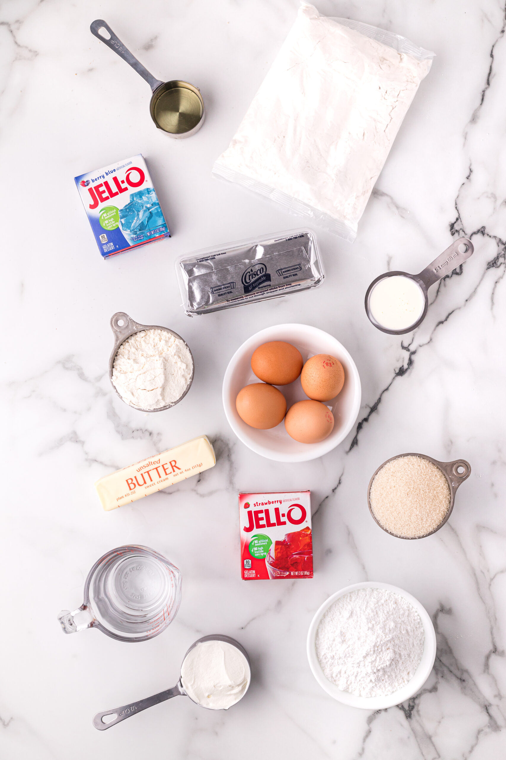 Overhead view of the ingredients needed to complete this recipe.