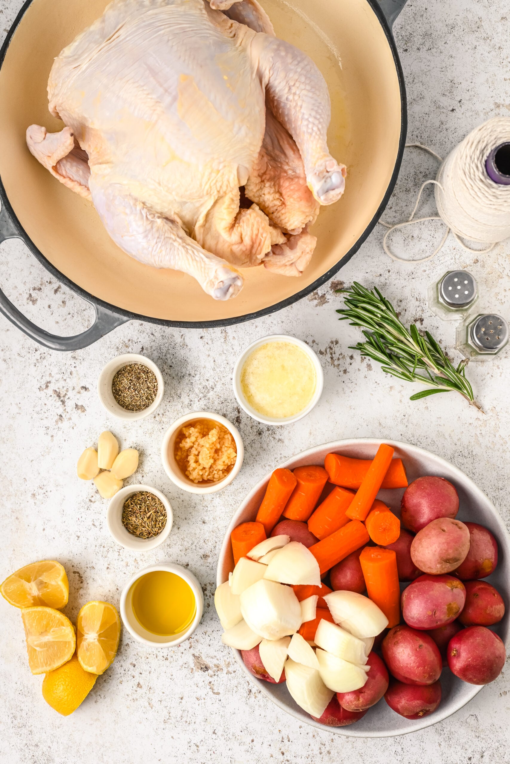 Overhead view of the ingredients needed to complete this recipe.