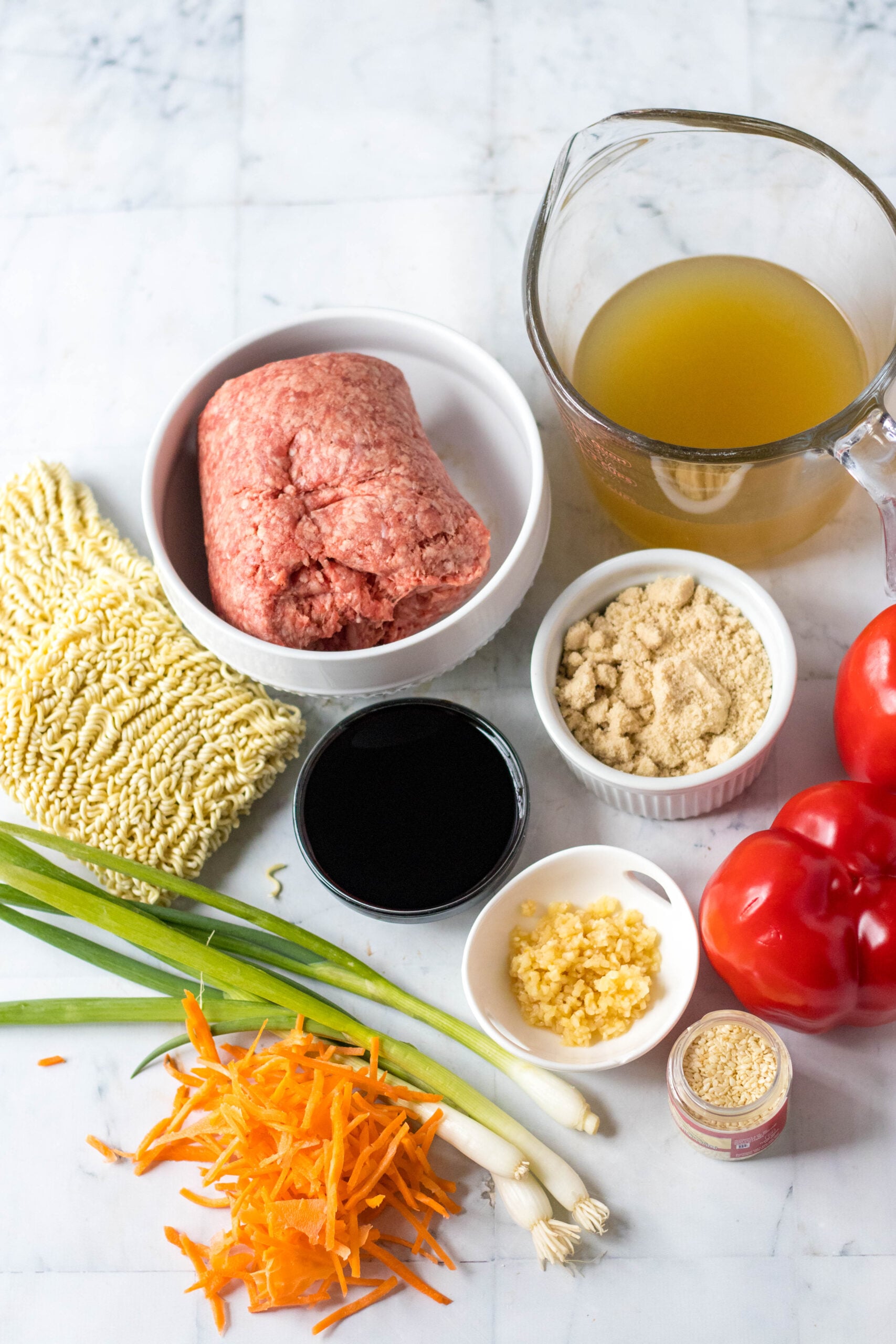 Overhead view of the ingredients needed to complete this recipe.