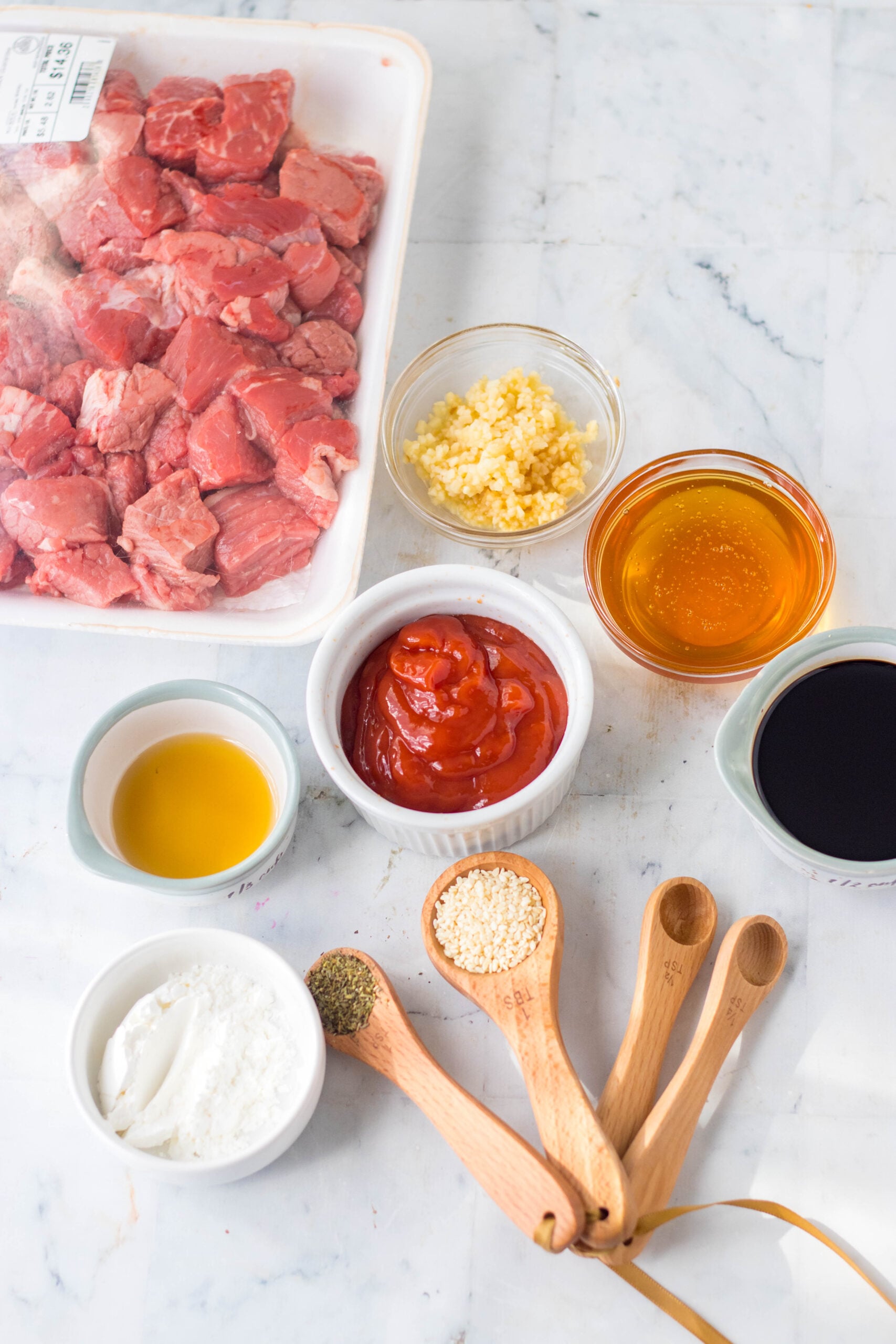 Overhead view of the ingredients needed to complete this recipe.