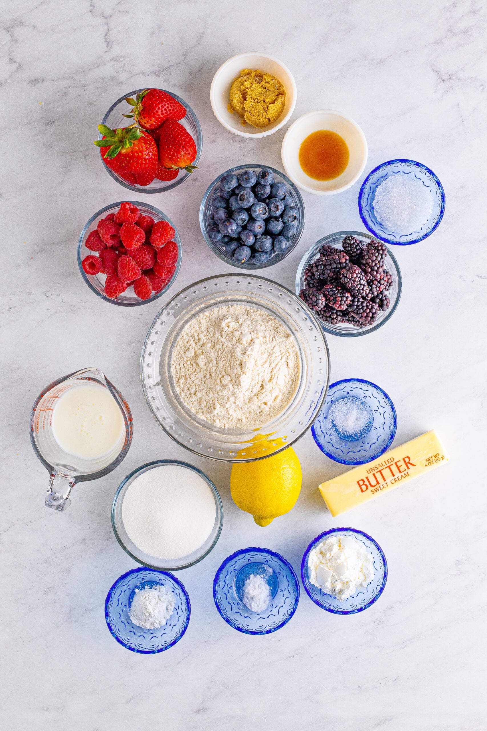 Overhead view of the ingredients needed to complete this recipe.