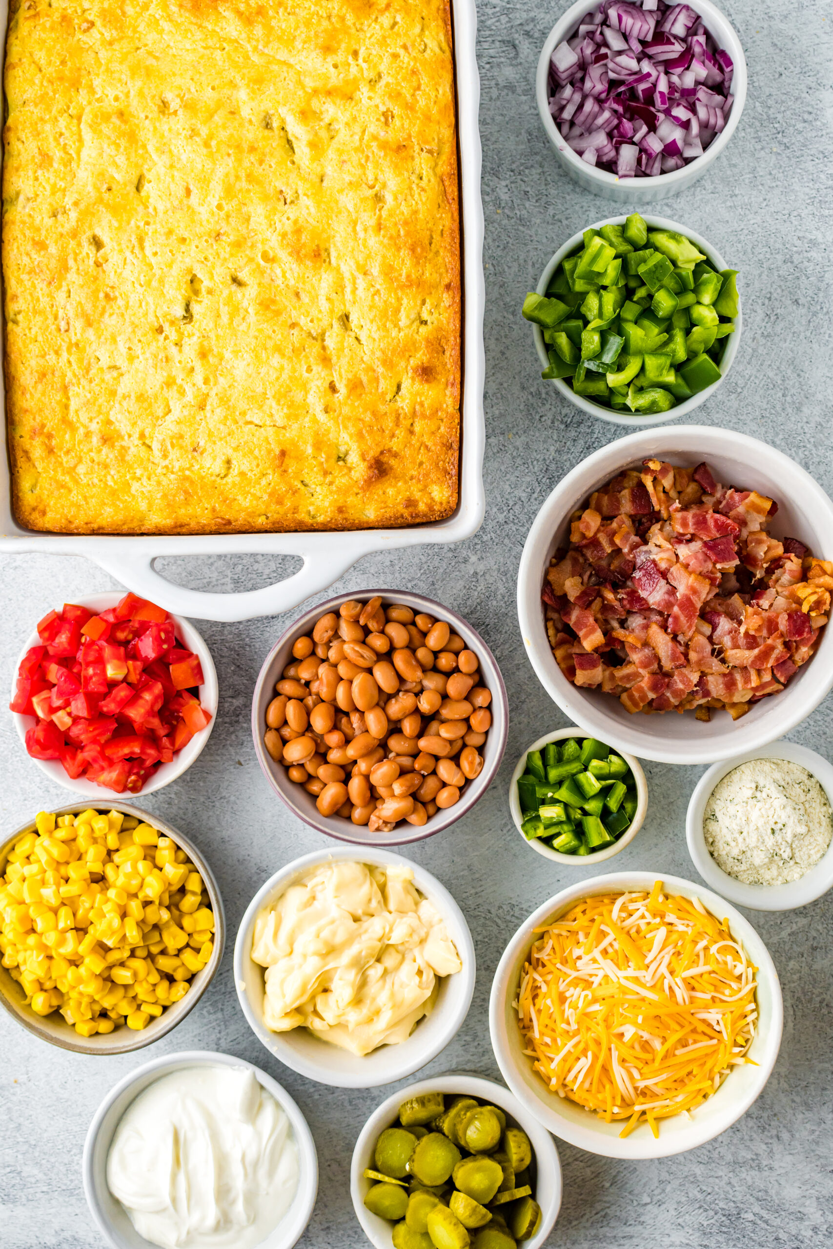 Overhead view of the ingredients needed to complete this recipe.