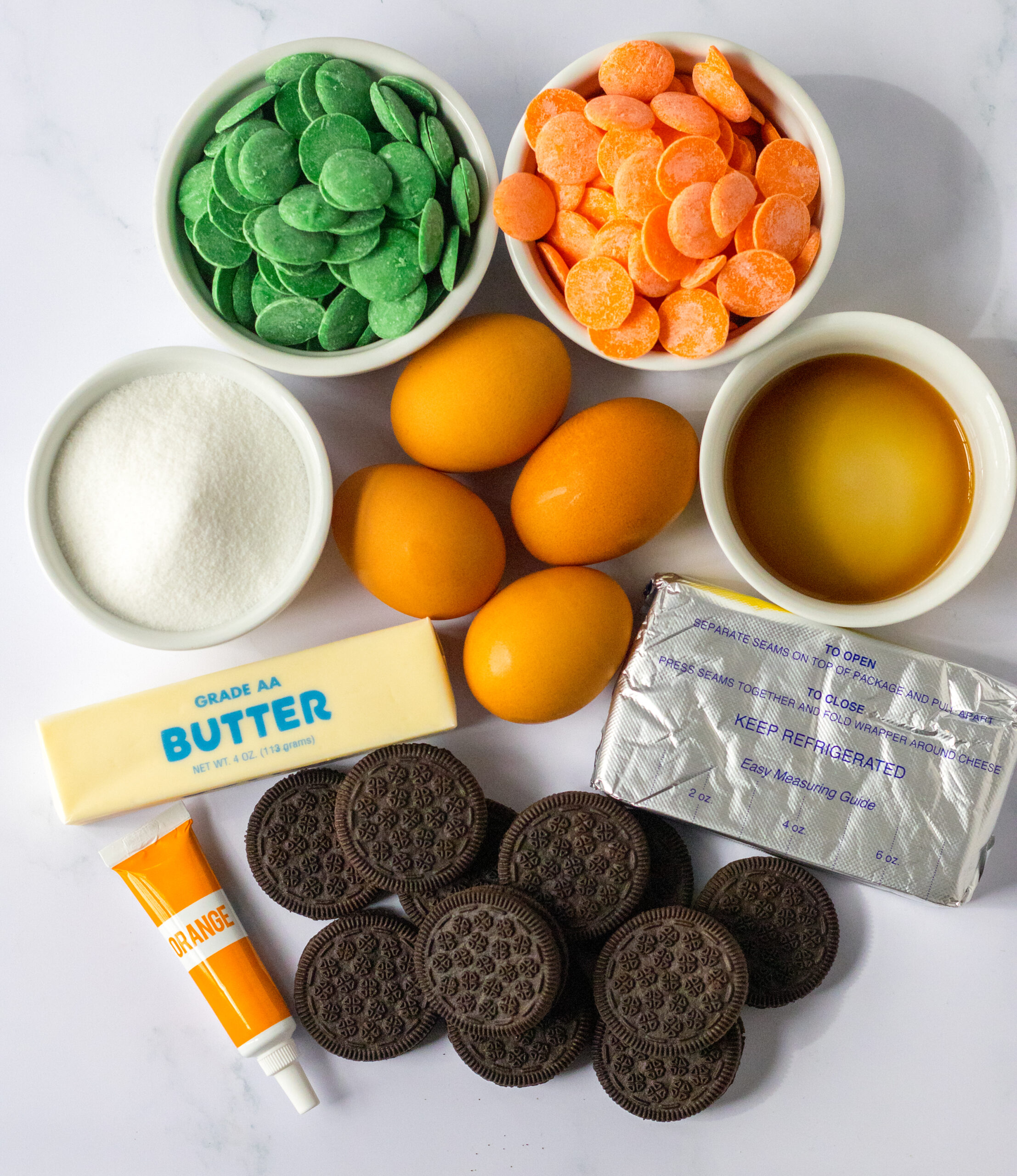 Overhead view of all ingredients needed for this recipe.