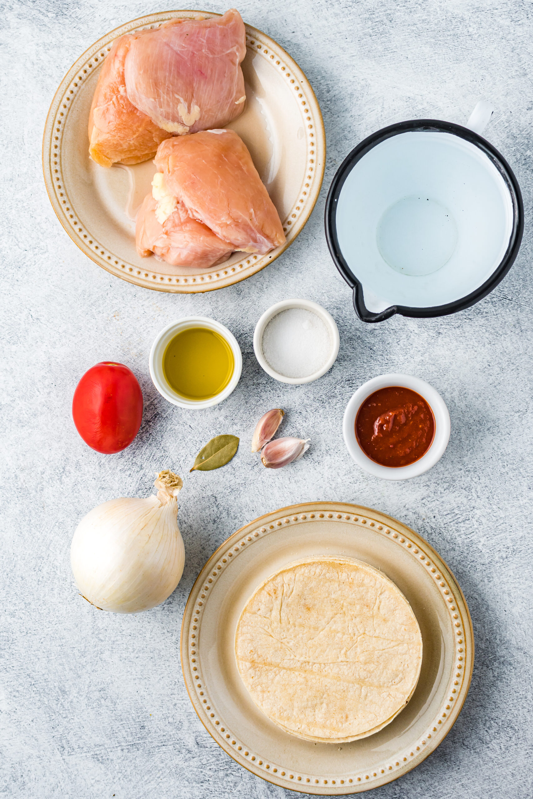 Overhead view of the ingredients needed to complete this recipe.