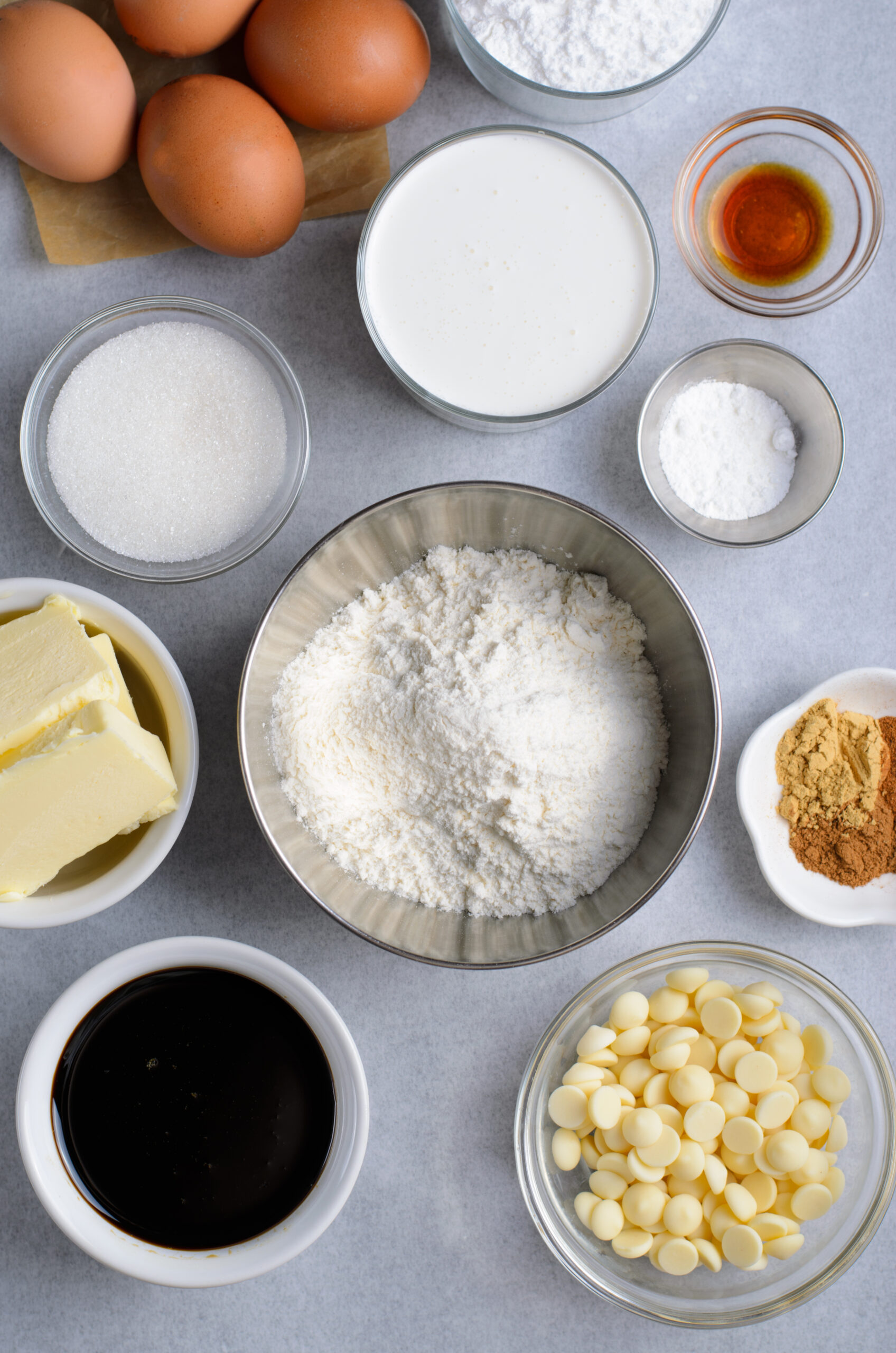 Overhead view of the ingredients needed to complete this recipe.