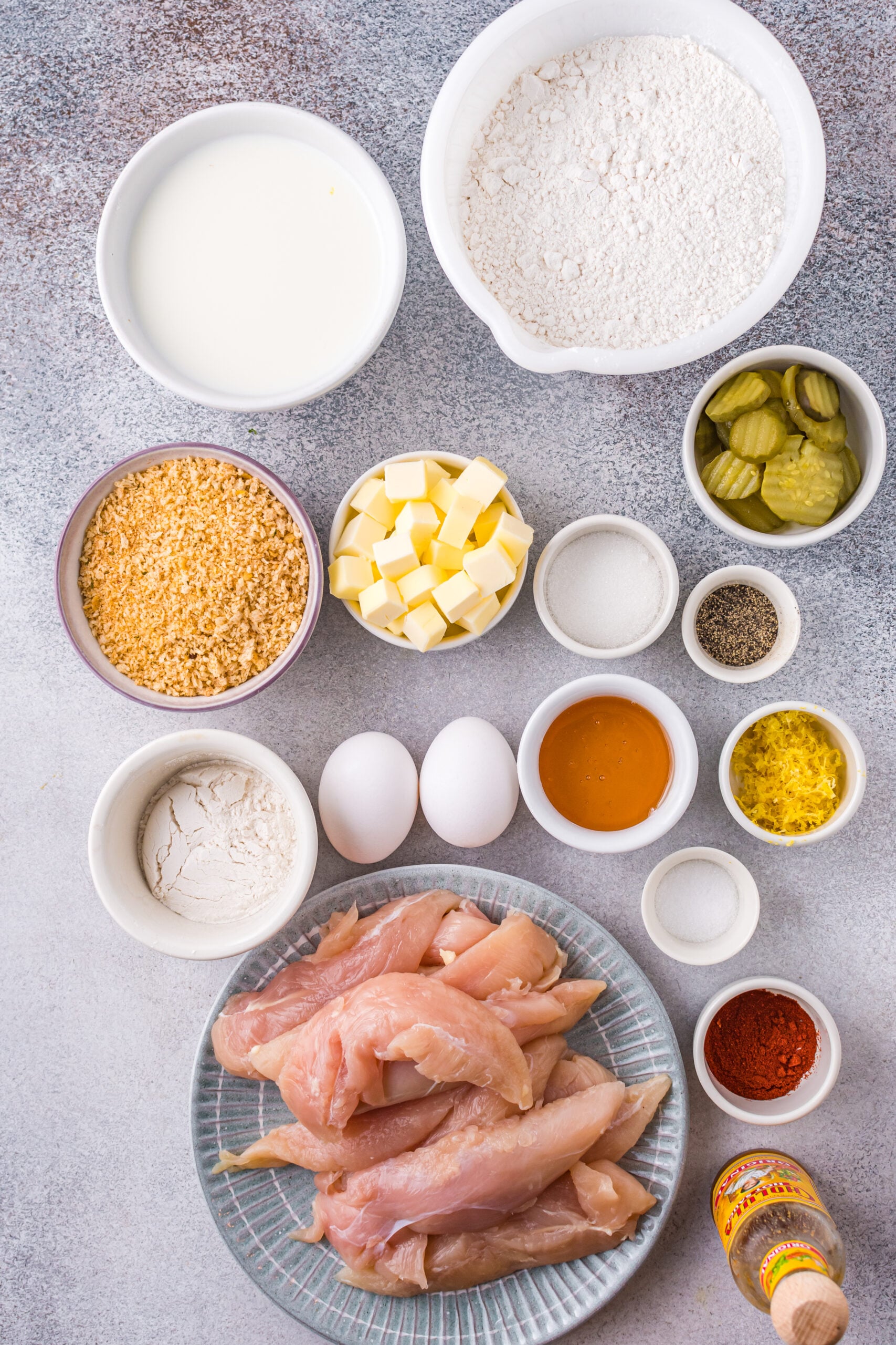 Overhead view of the ingredients needed to complete this recipe.