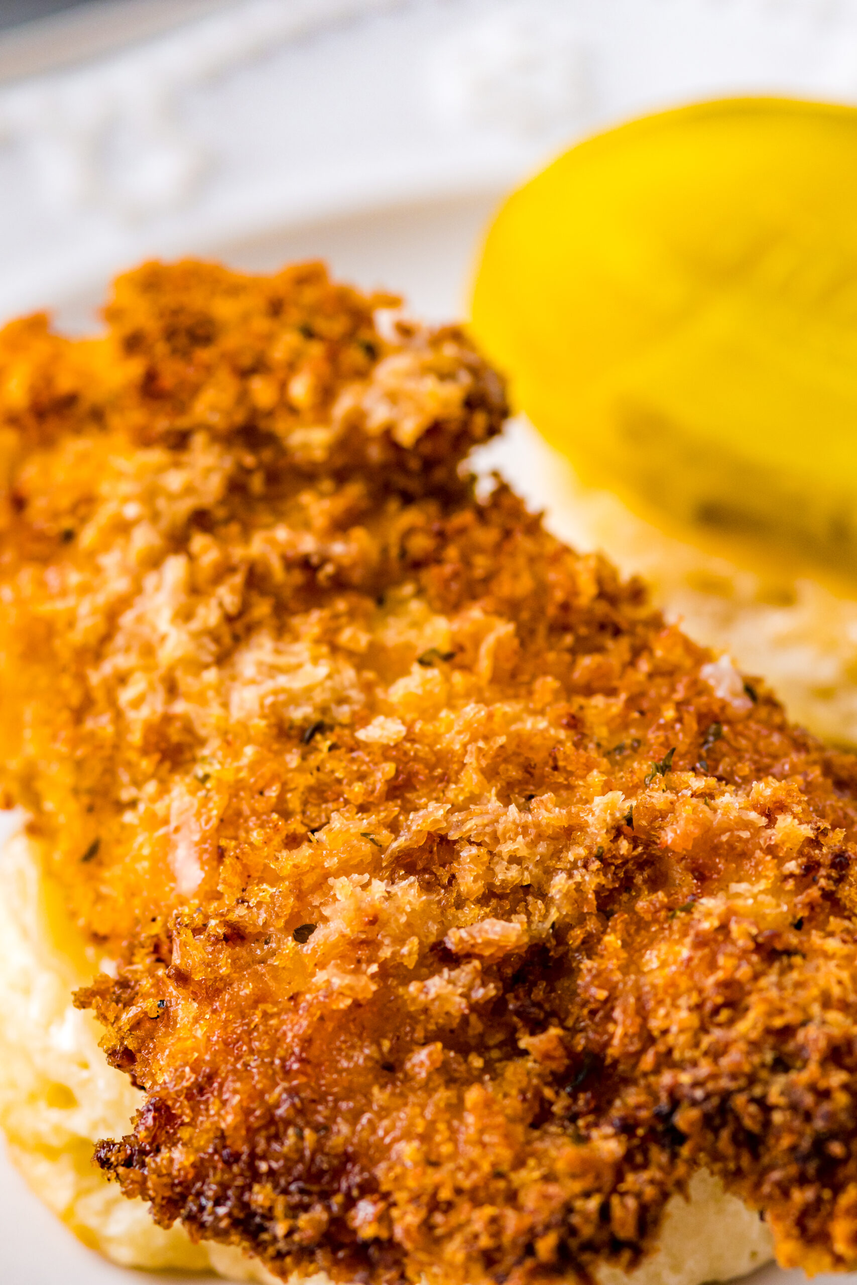 Close up view of Honey Butter Chicken Biscuit.