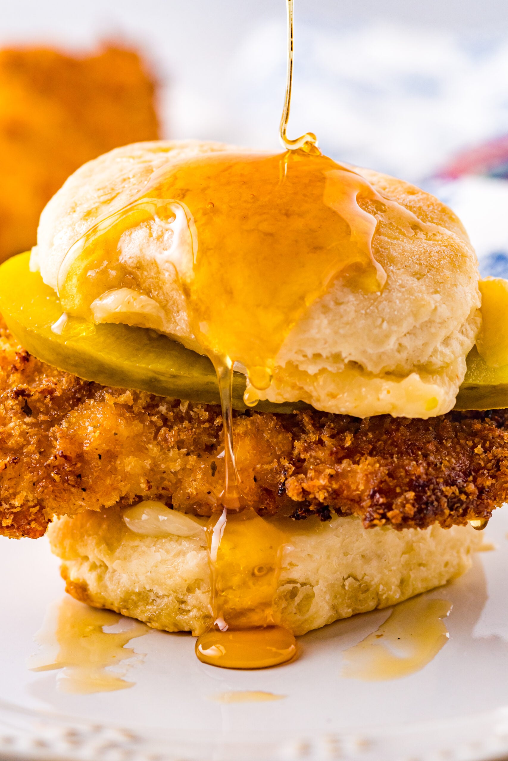 Front view of Honey Butter Chicken Biscuit.