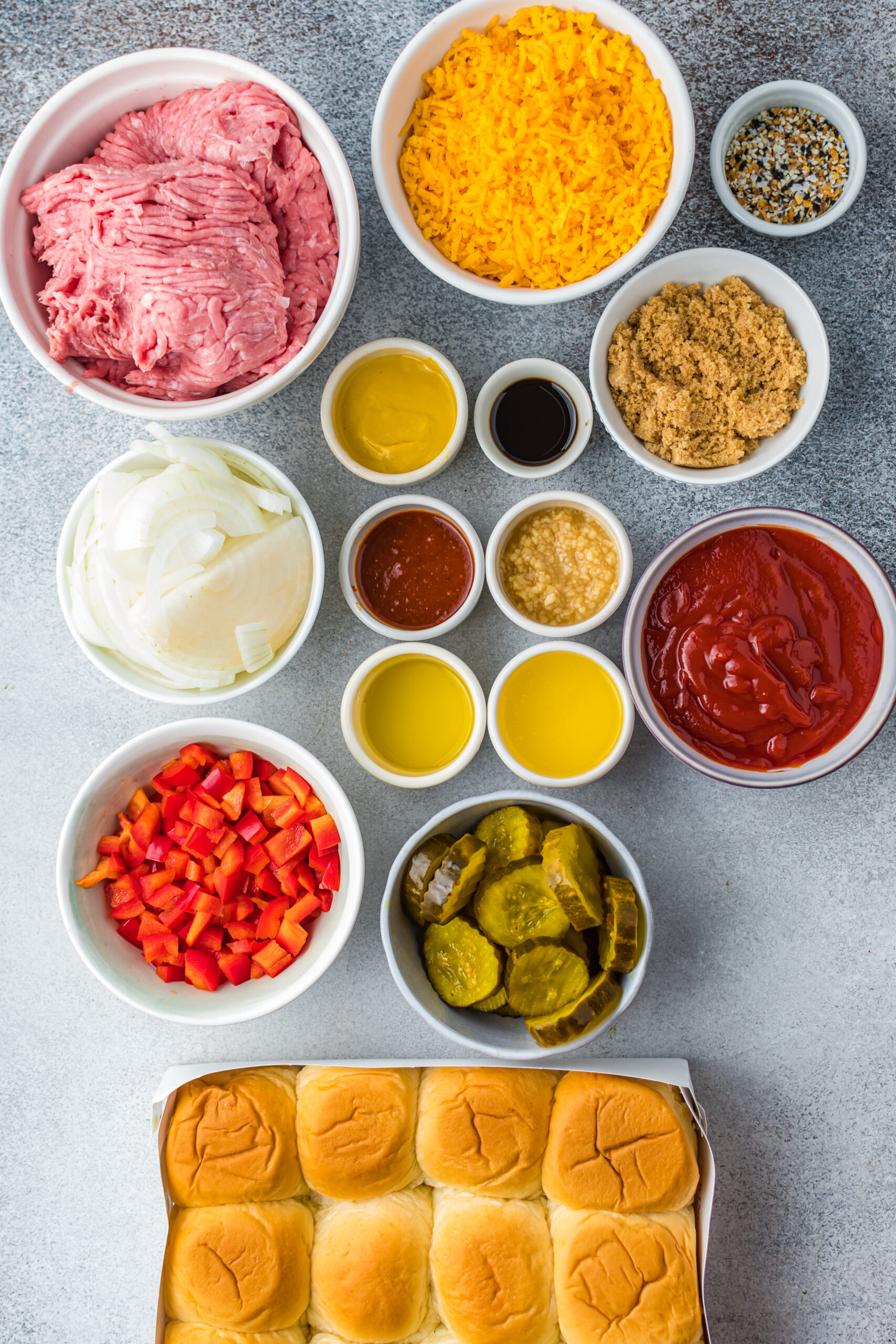 Overhead view of the ingredients needed to complete this recipe.