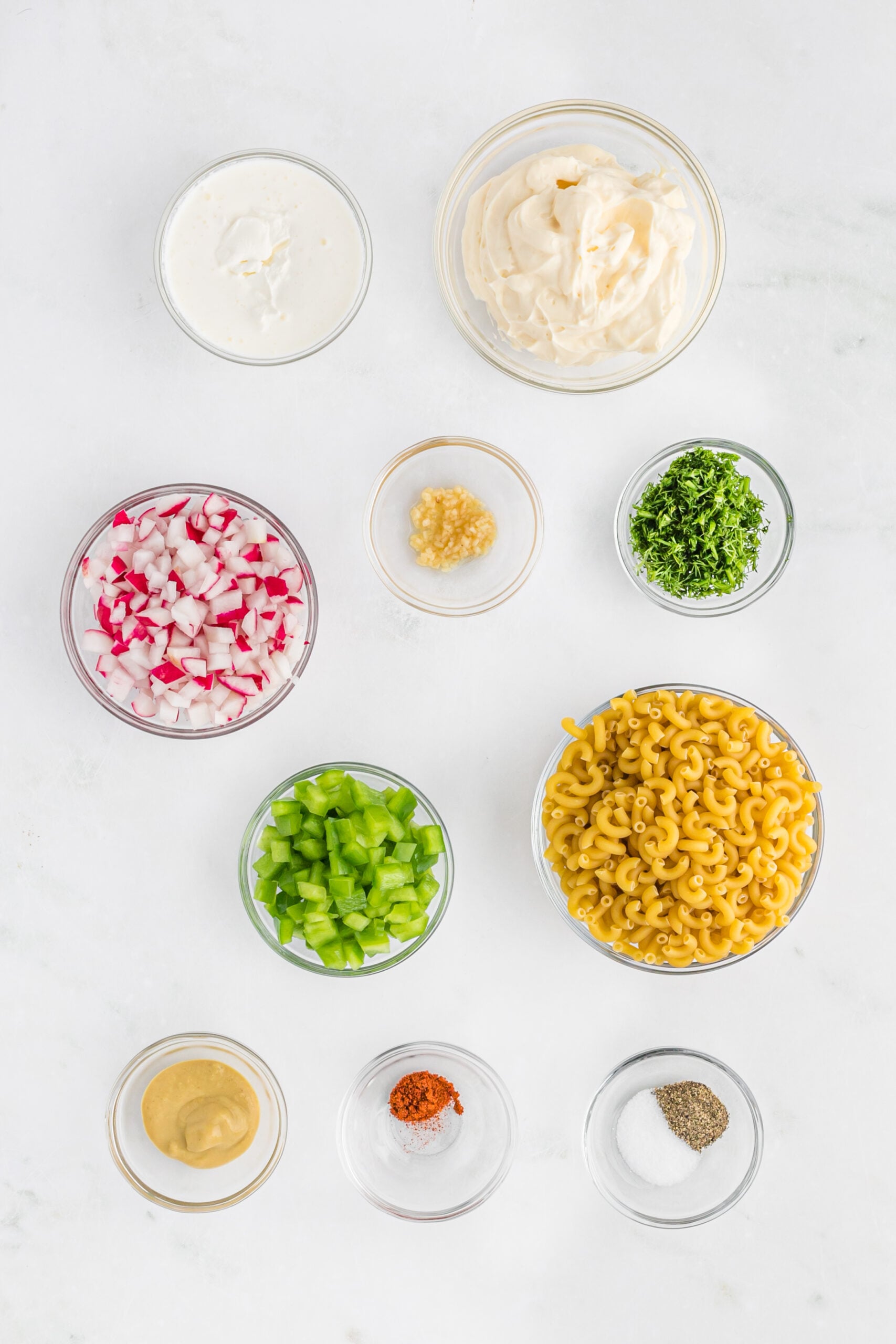 Overhead view of the ingredients needed to complete this recipe.