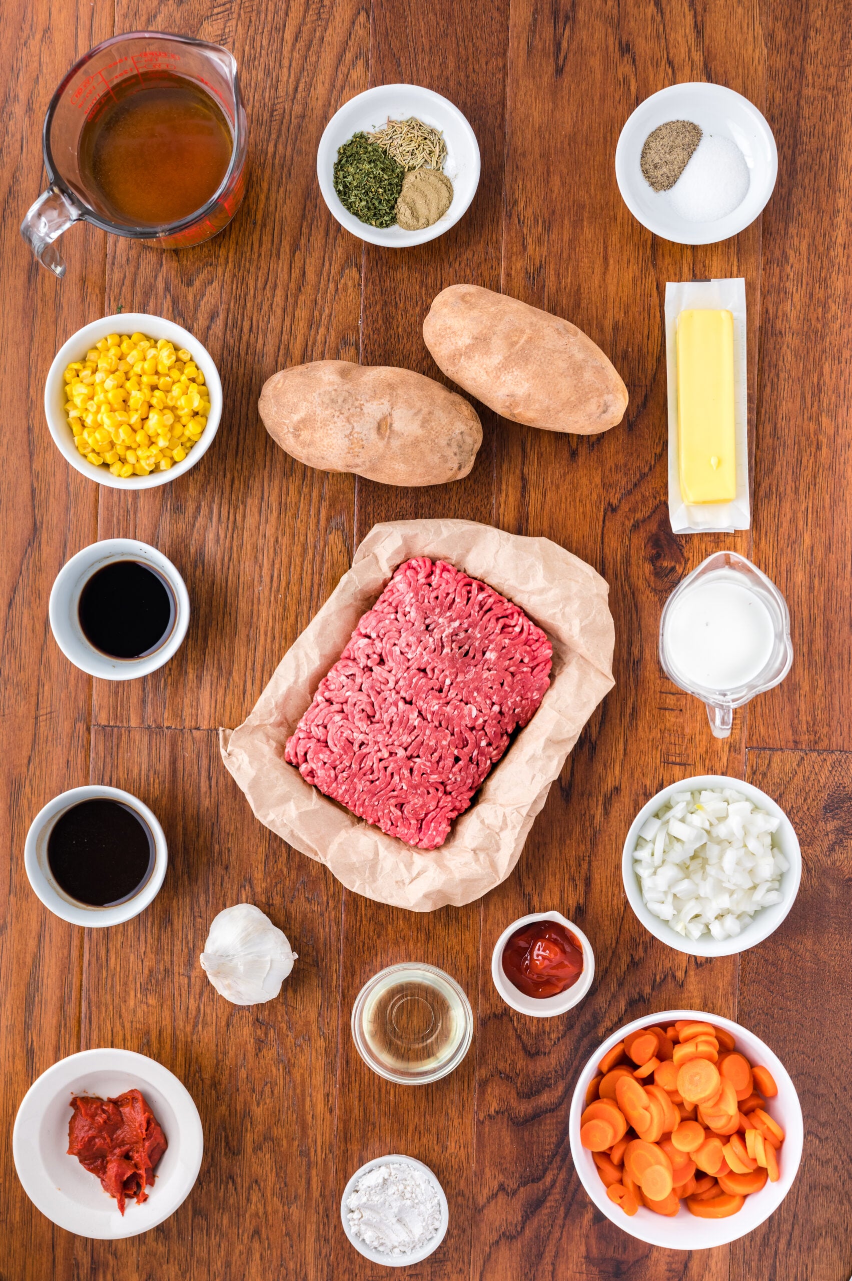 Overhead shot of all ingredients needed for this recipe.